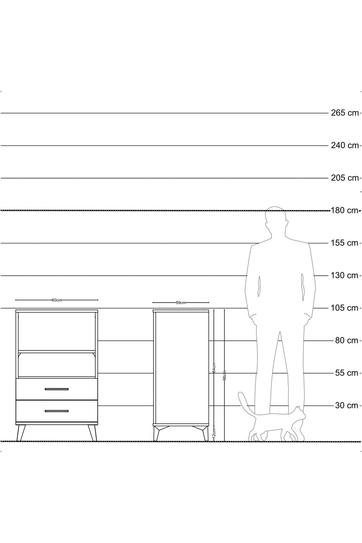 Kronos Komodin 2 Raflı 2 Çekmeceli 60x59x96 - S80M004V5C