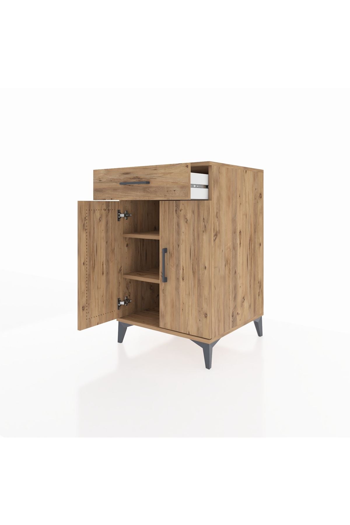 Kronos Komodin 2 Raflı Tek Çekmeceli 2 Kapaklı 60x59x96 - S80M042V9C