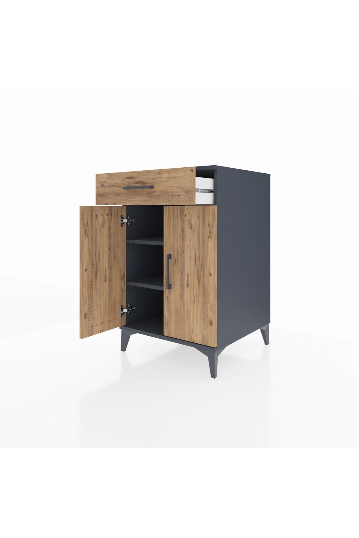 Kronos Komodin 2 Raflı Tek Çekmeceli 2 Kapaklı 60x59x96 - S80M042V6C