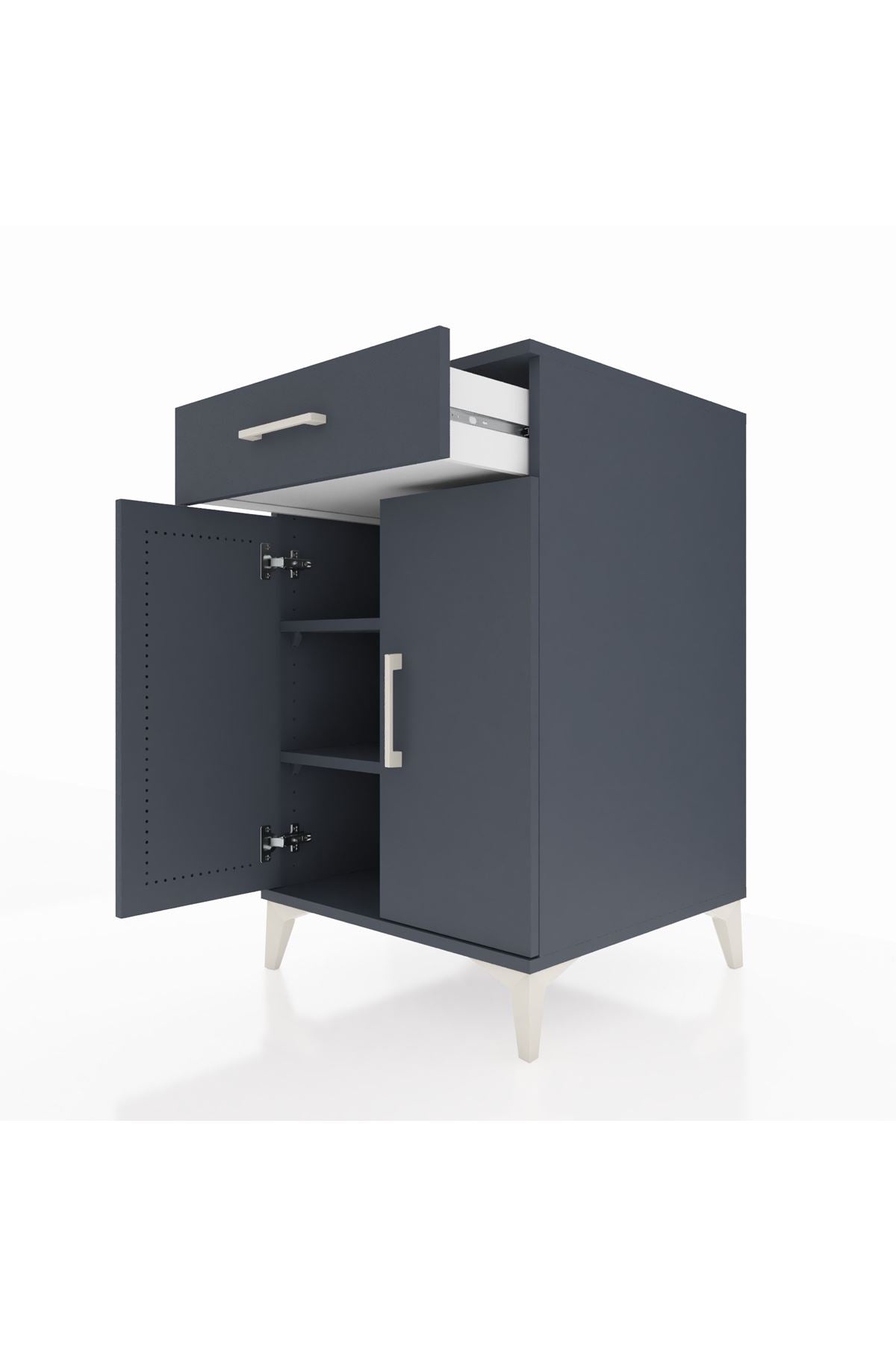 Kronos Komodin 2 Raflı Tek Çekmeceli 2 Kapaklı 60x59x96 - S80M042V5C