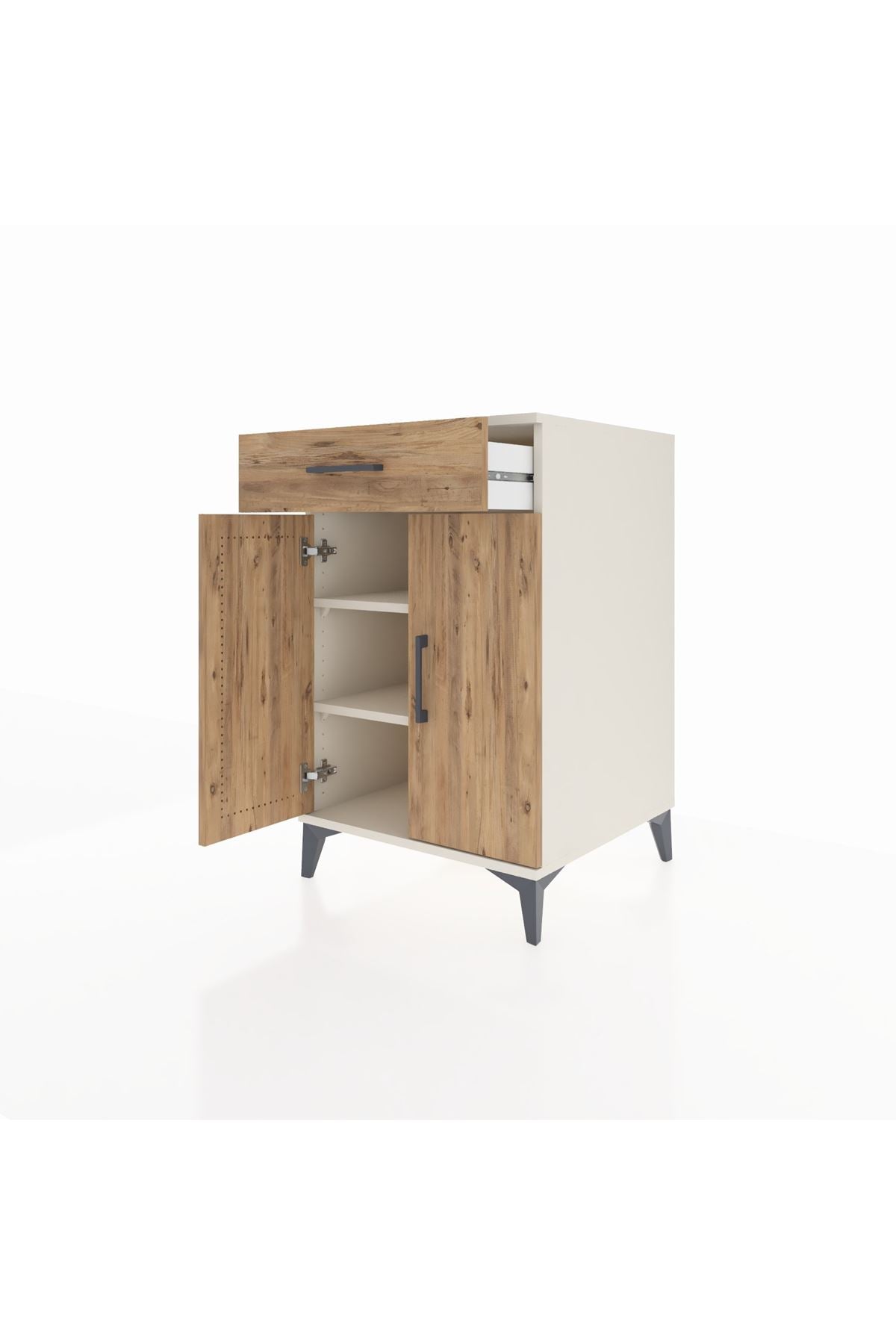 Kronos Komodin 2 Raflı Tek Çekmeceli 2 Kapaklı 60x59x96 - S80M042V3C