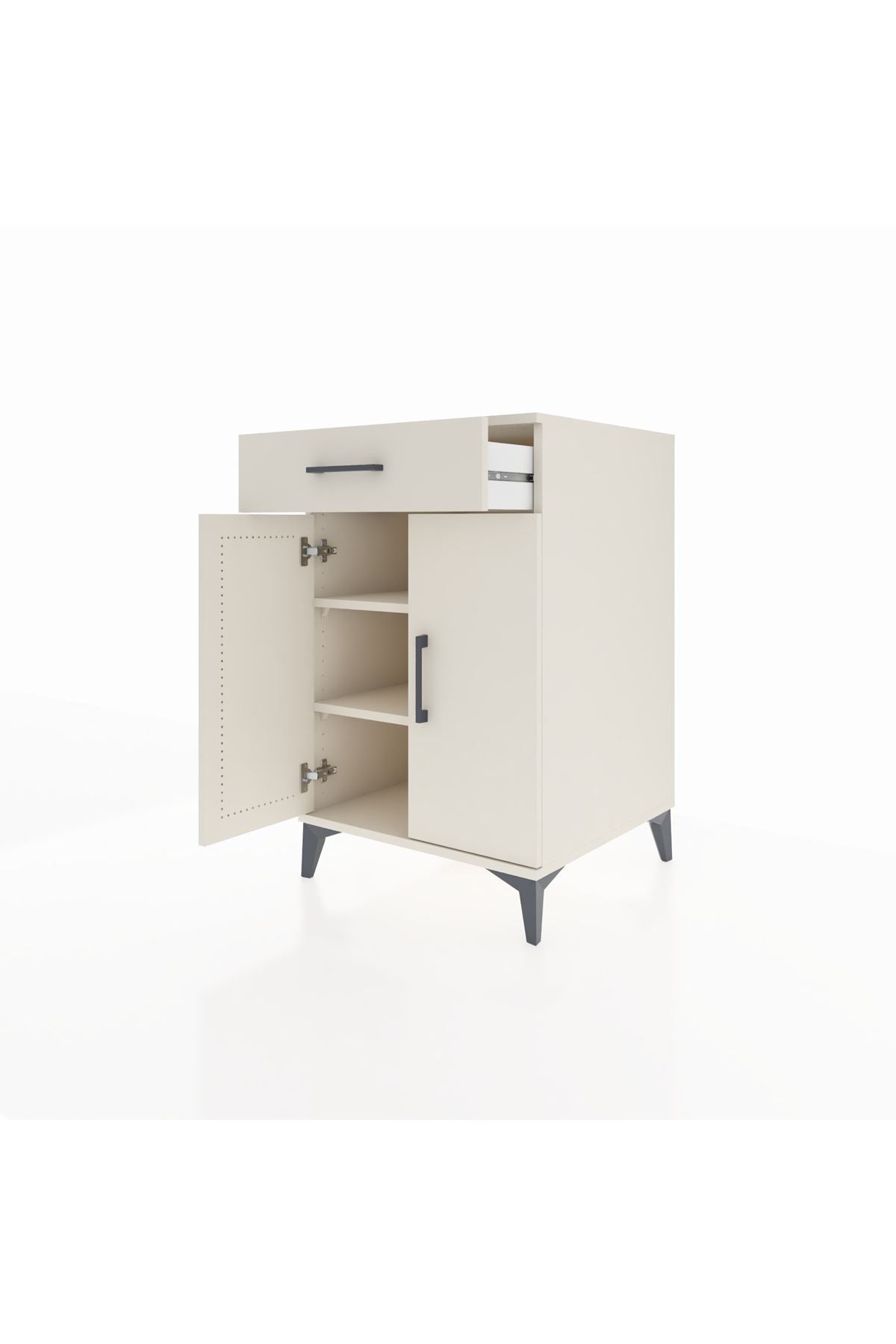 Kronos Komodin 2 Raflı Tek Çekmeceli 2 Kapaklı 60x59x96 - S80M042V1C