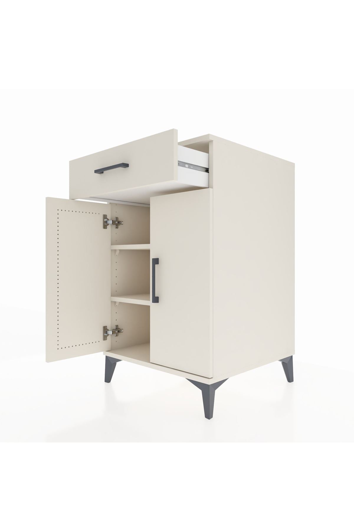 Kronos Komodin 2 Raflı Tek Çekmeceli 2 Kapaklı 60x59x96 - S80M042V1C