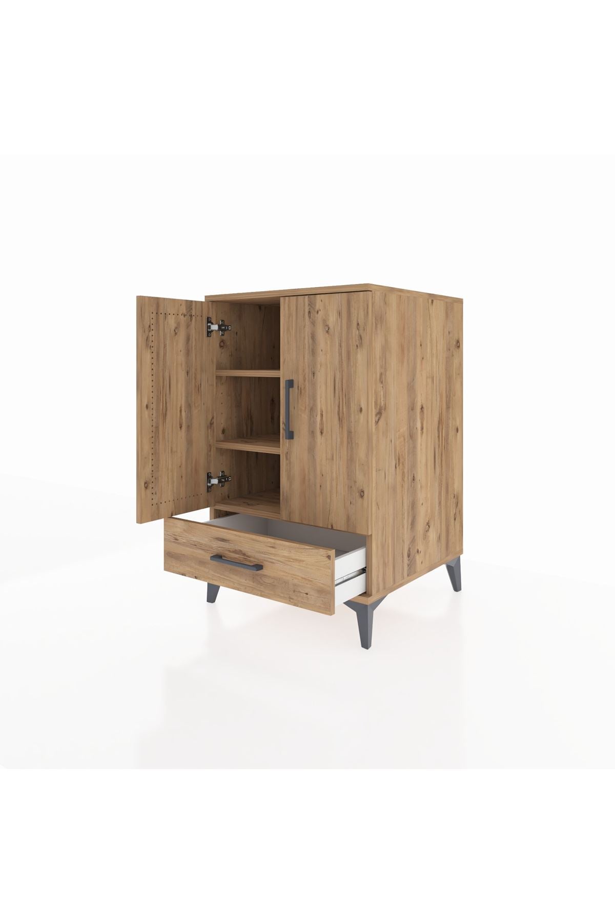 Kronos Komodin 3 Raflı Tek Çekmeceli 2 Kapaklı 60x59x96 - S80M041V9C
