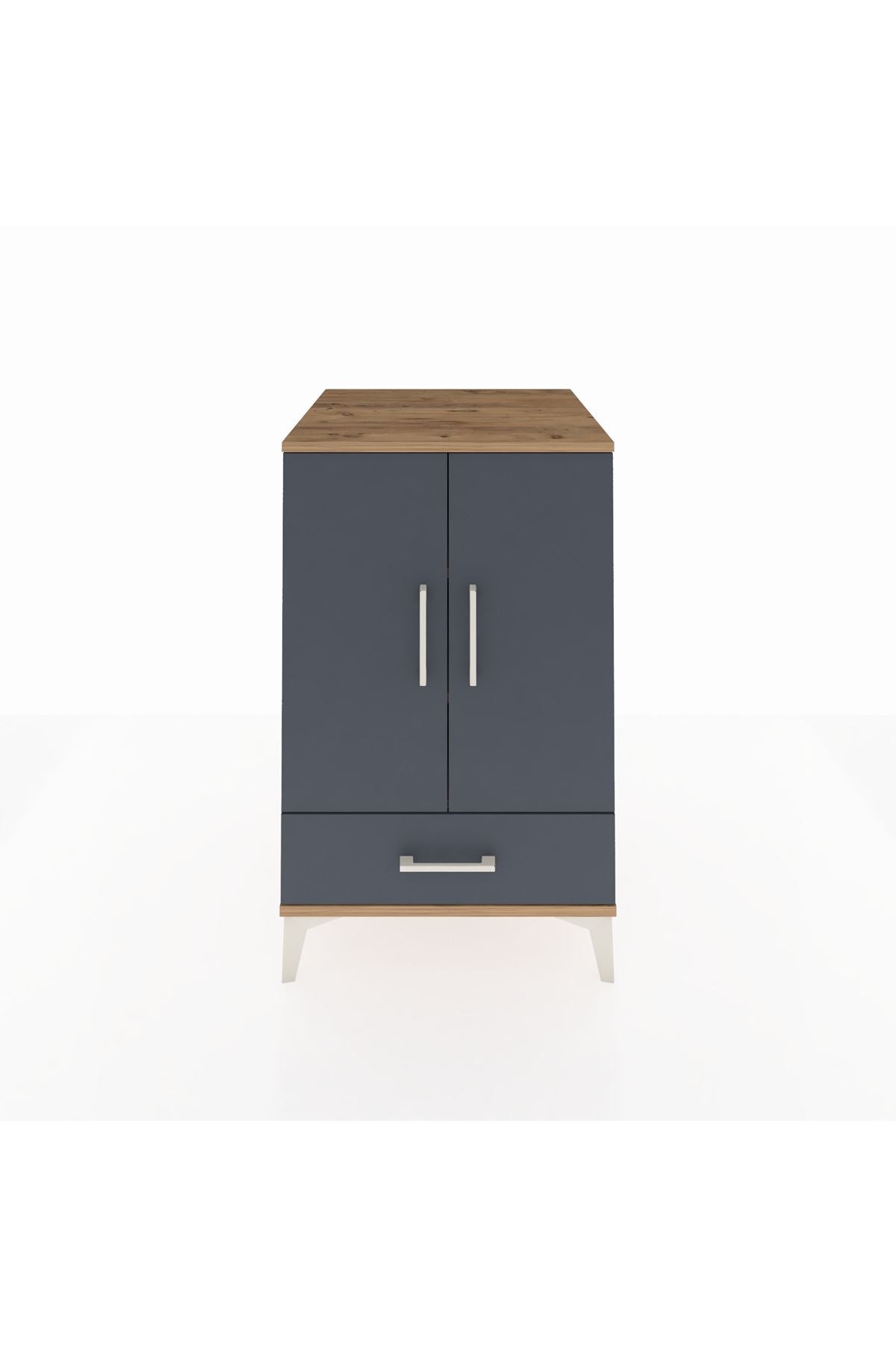 Kronos Komodin 3 Raflı Tek Çekmeceli 2 Kapaklı 60x59x96 - S80M041V8C