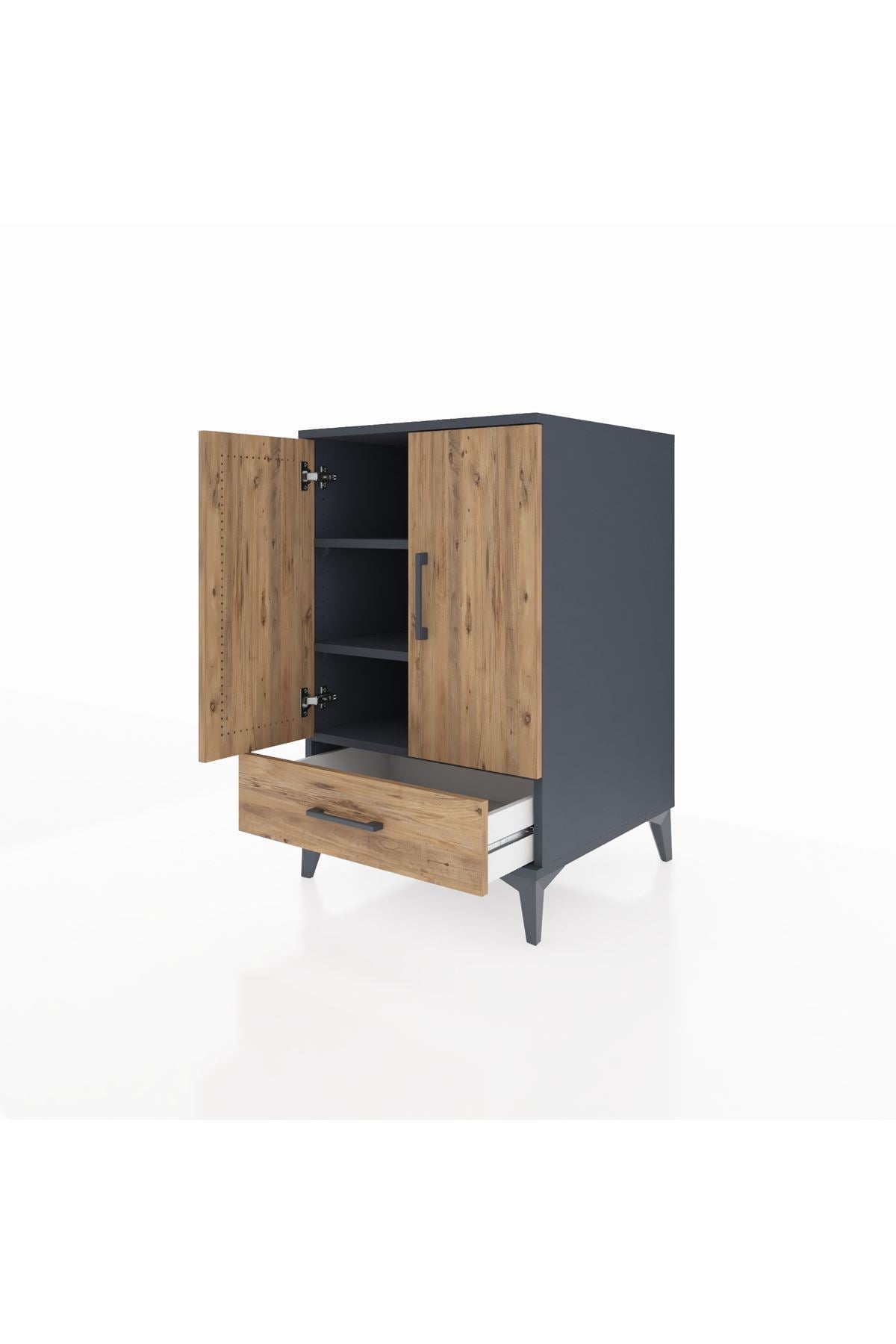 Kronos Komodin 3 Raflı Tek Çekmeceli 2 Kapaklı 60x59x96 - S80M041V6C
