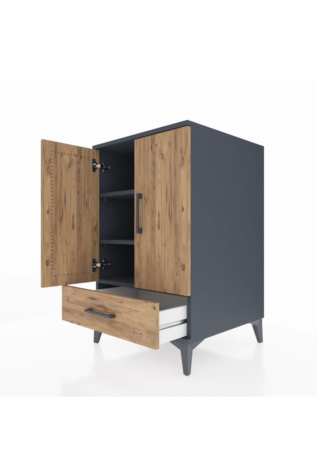 Kronos Komodin 3 Raflı Tek Çekmeceli 2 Kapaklı 60x59x96 - S80M041V6C
