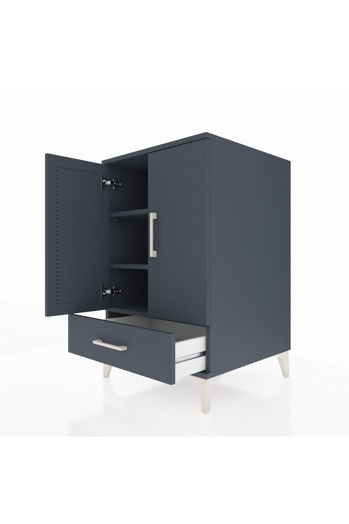 Kronos Komodin 3 Raflı Tek Çekmeceli 2 Kapaklı 60x59x96 - S80M041V5C