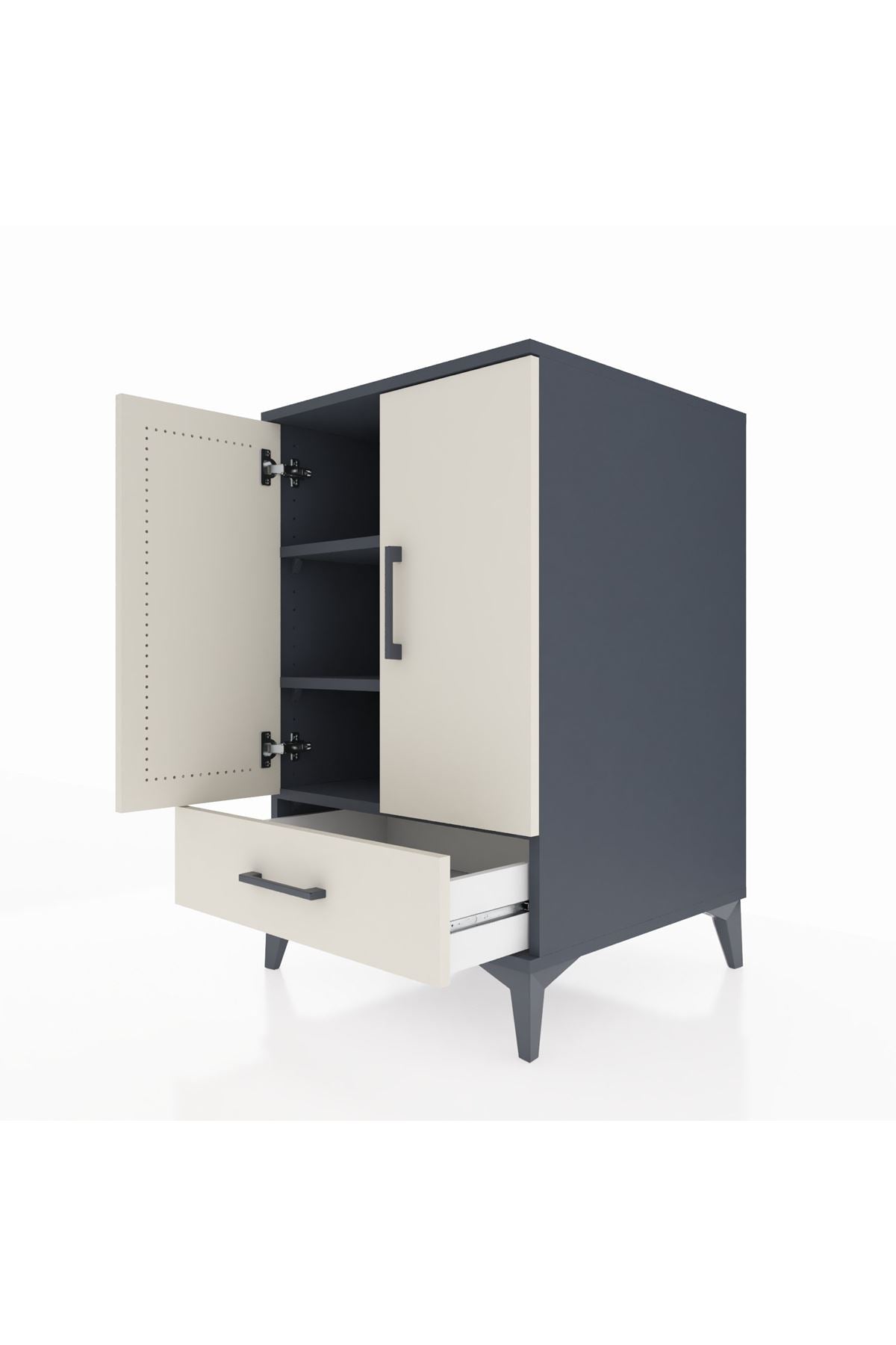 Kronos Komodin 3 Raflı Tek Çekmeceli 2 Kapaklı 60x59x96 - S80M041V4C