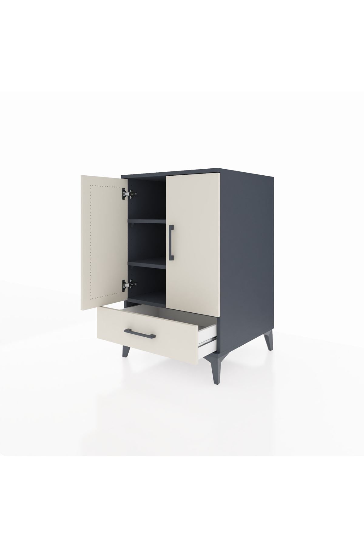 Kronos Komodin 3 Raflı Tek Çekmeceli 2 Kapaklı 60x59x96 - S80M041V4C