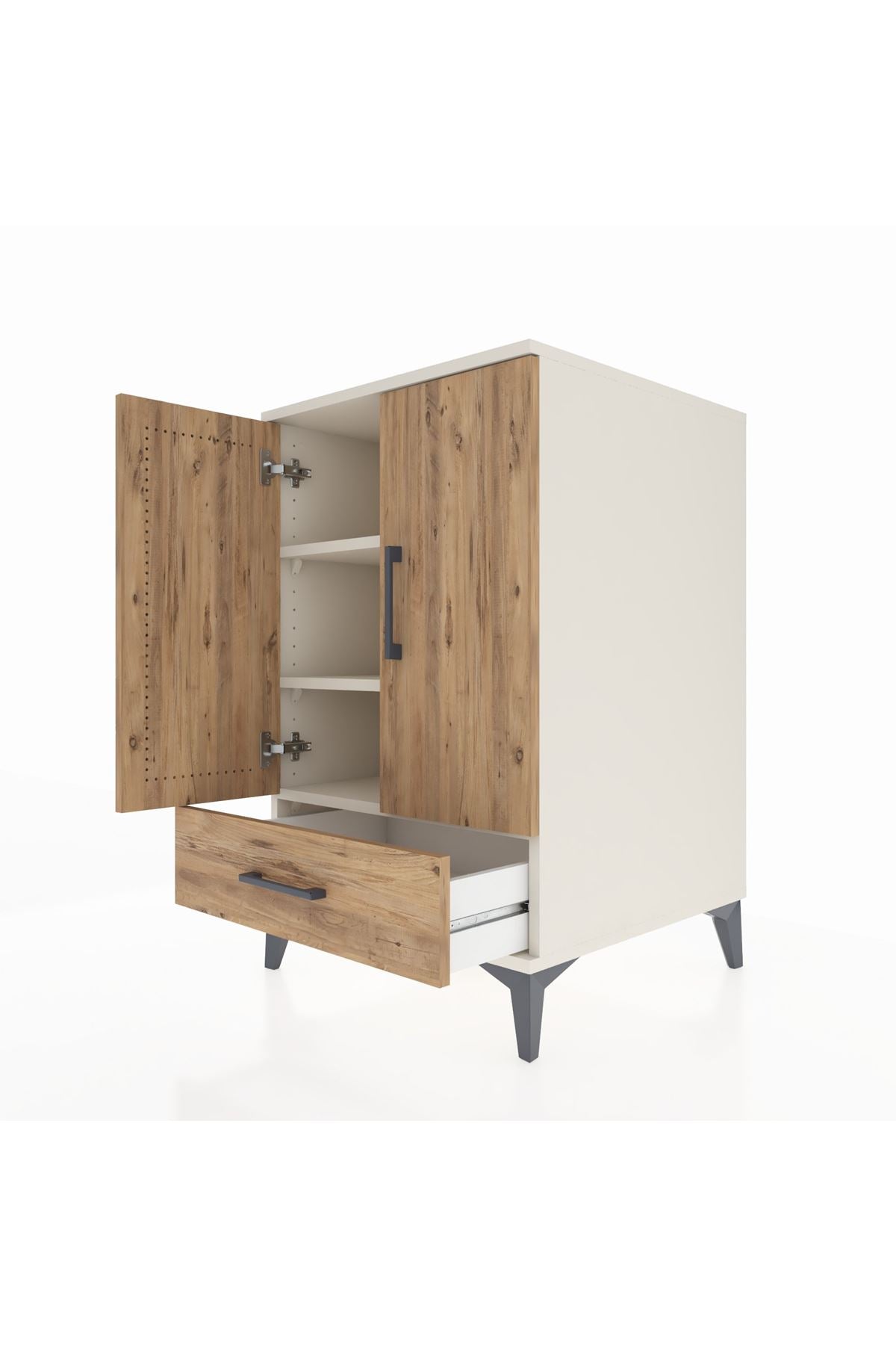 Kronos Komodin 3 Raflı Tek Çekmeceli 2 Kapaklı 60x59x96 - S80M041V3C