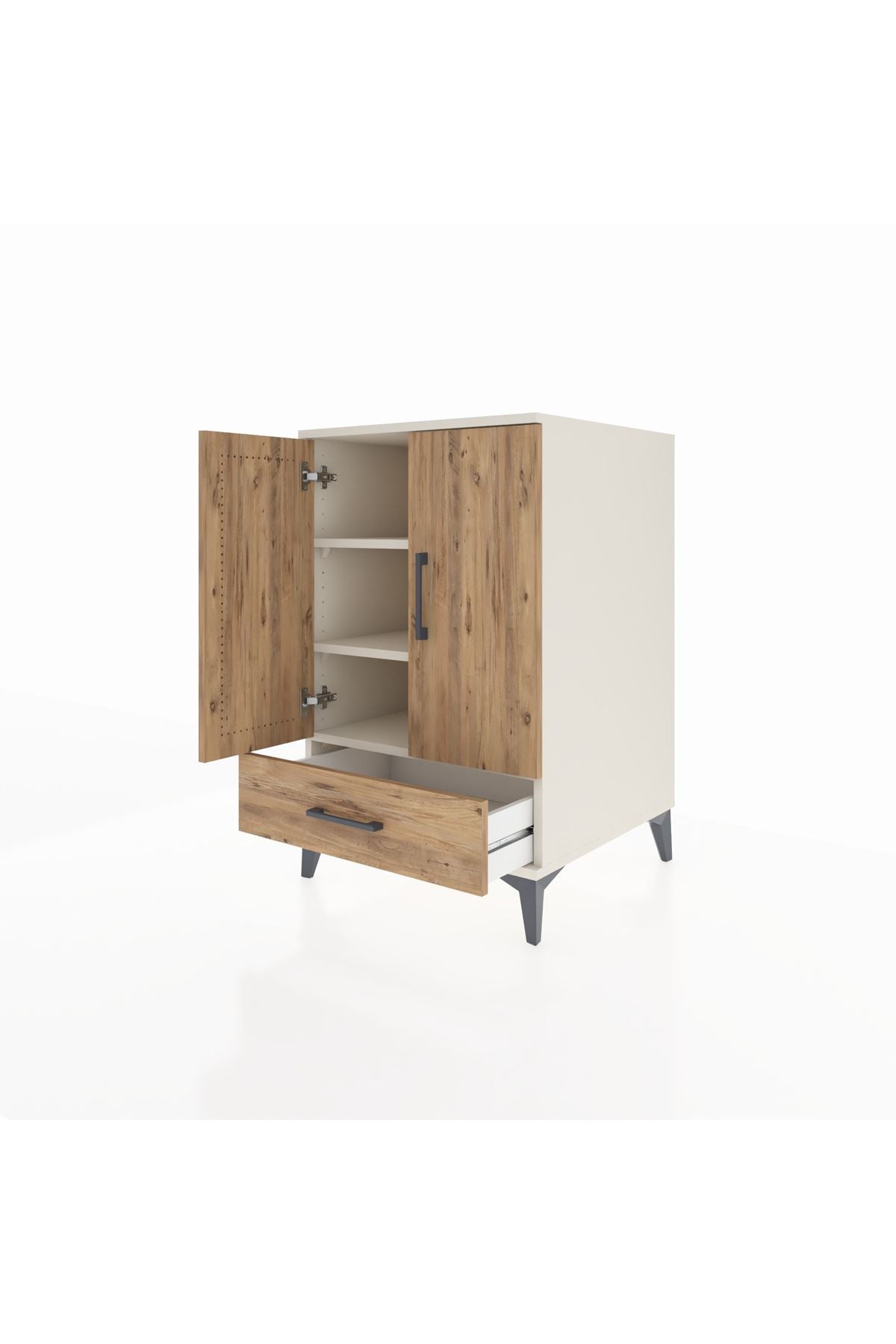 Kronos Komodin 3 Raflı Tek Çekmeceli 2 Kapaklı 60x59x96 - S80M041V3C