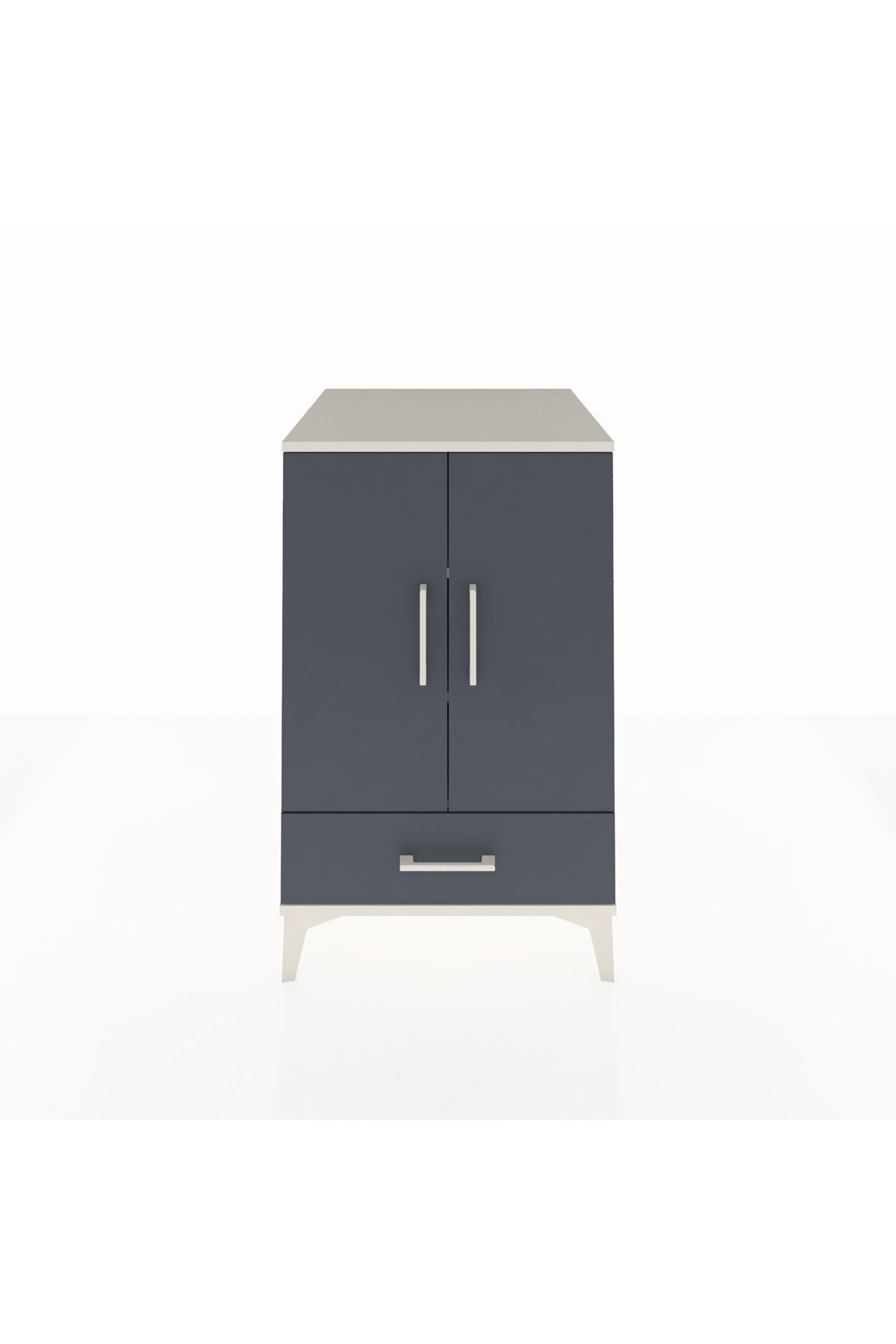 Kronos Komodin 3 Raflı Tek Çekmeceli 2 Kapaklı 60x59x96 - S80M041V2C