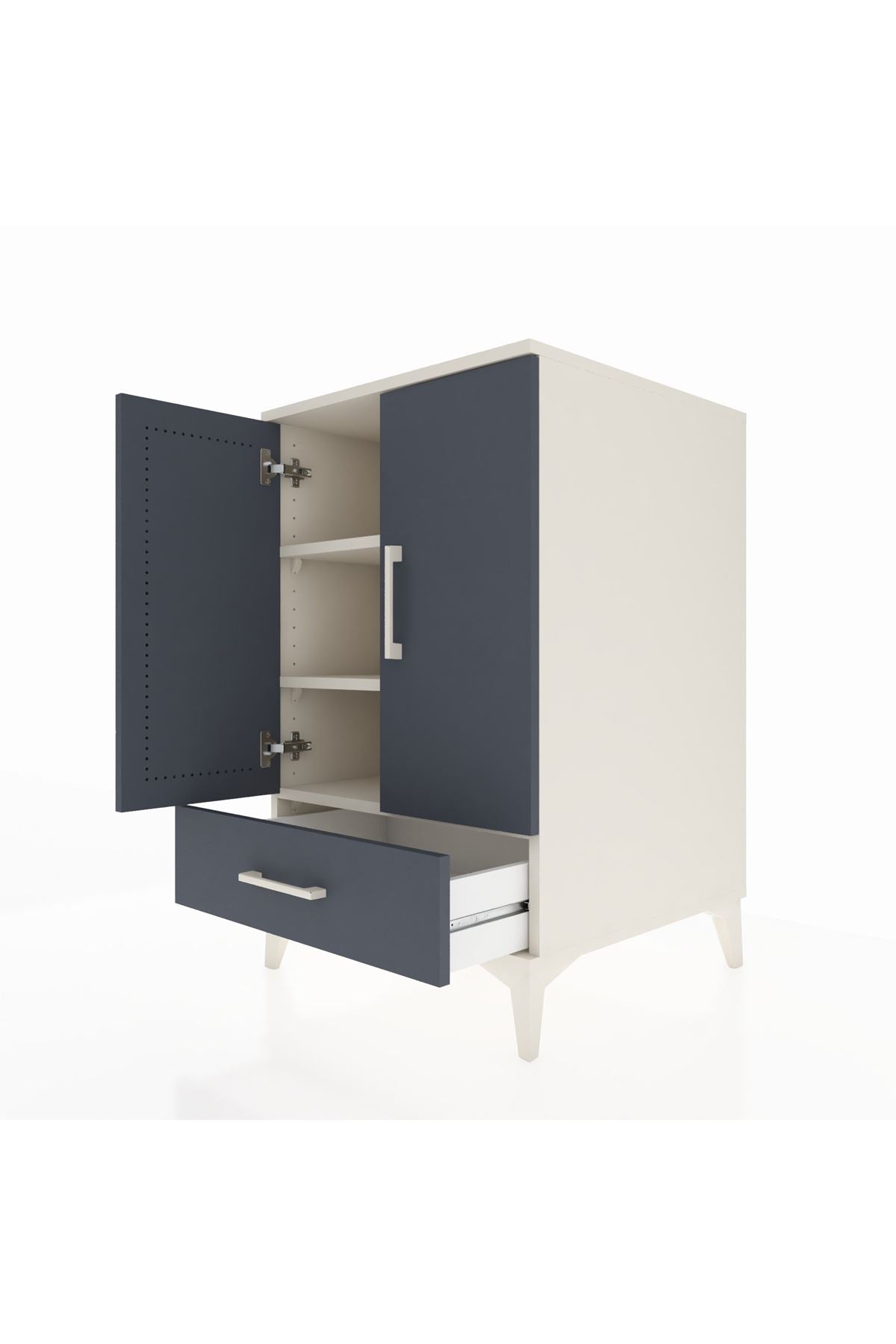 Kronos Komodin 3 Raflı Tek Çekmeceli 2 Kapaklı 60x59x96 - S80M041V2C