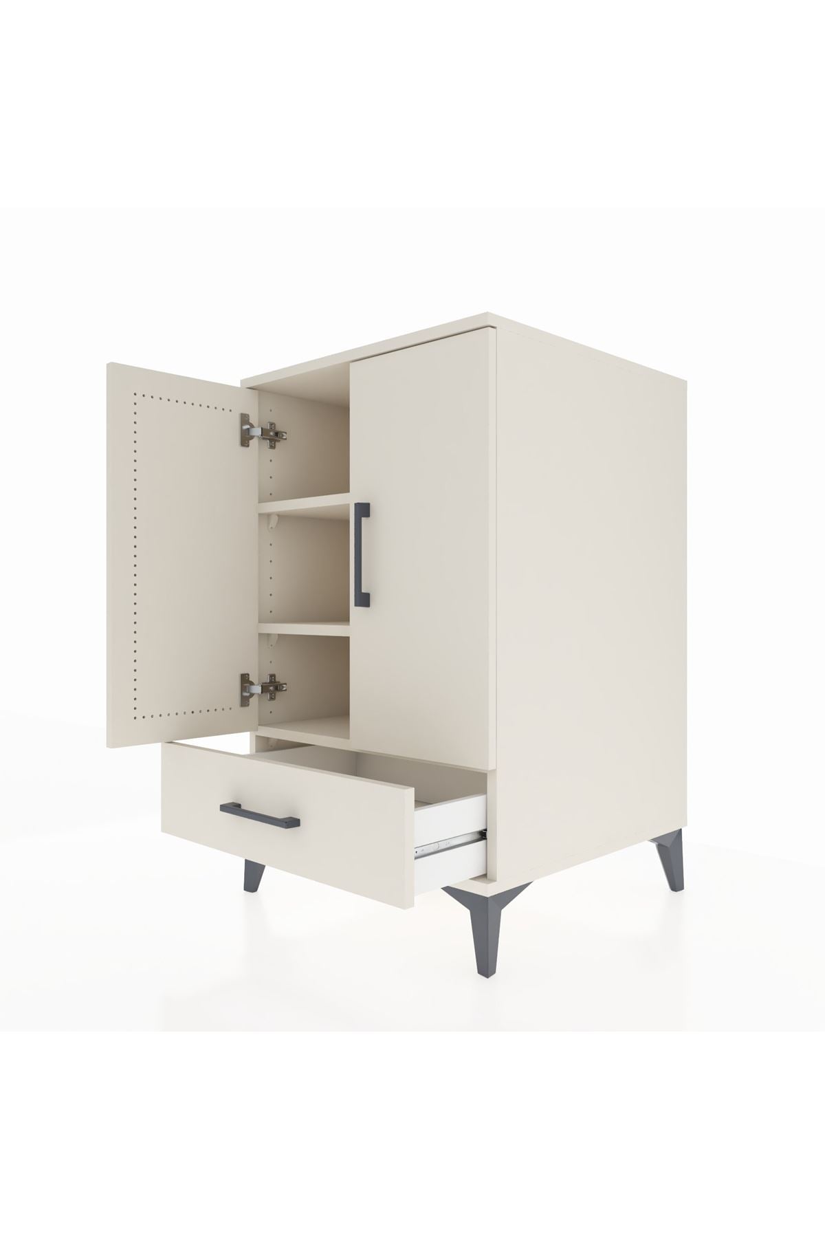 Kronos Komodin 3 Raflı Tek Çekmeceli 2 Kapaklı 60x59x96 - S80M041V1C