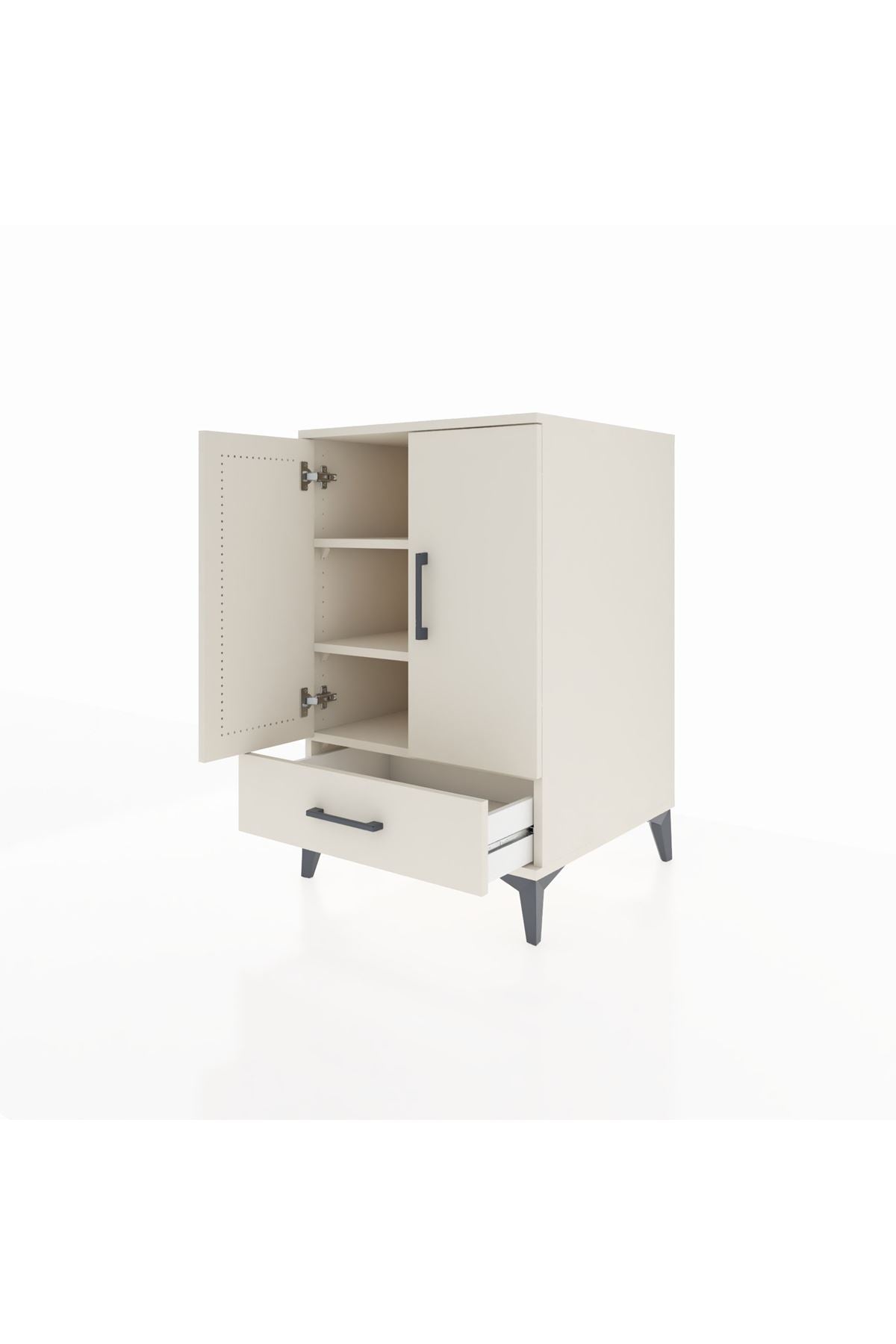 Kronos Komodin 3 Raflı Tek Çekmeceli 2 Kapaklı 60x59x96 - S80M041V1C