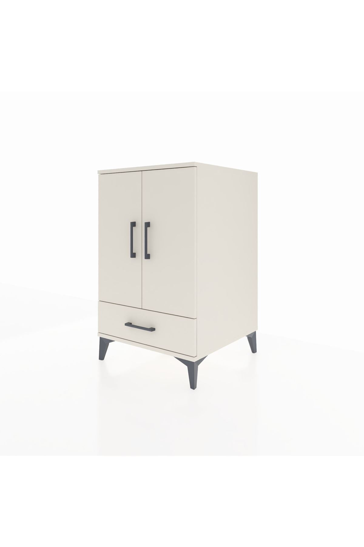 Kronos Komodin 3 Raflı Tek Çekmeceli 2 Kapaklı 60x59x96 - S80M041V1C