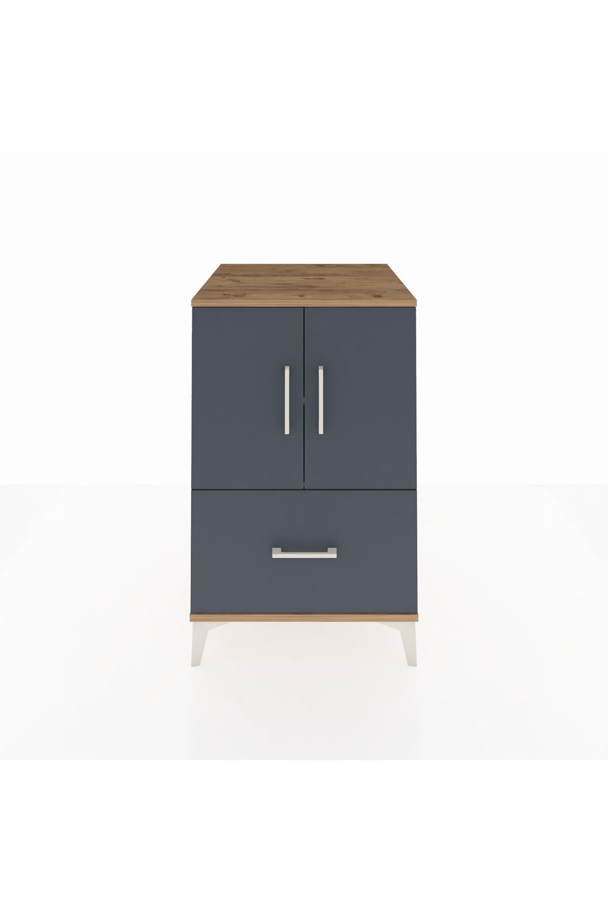 Kronos Komodin 2 Raflı Tek Çekmeceli 2 Kapaklı 60x59x96 - S80M038V8C
