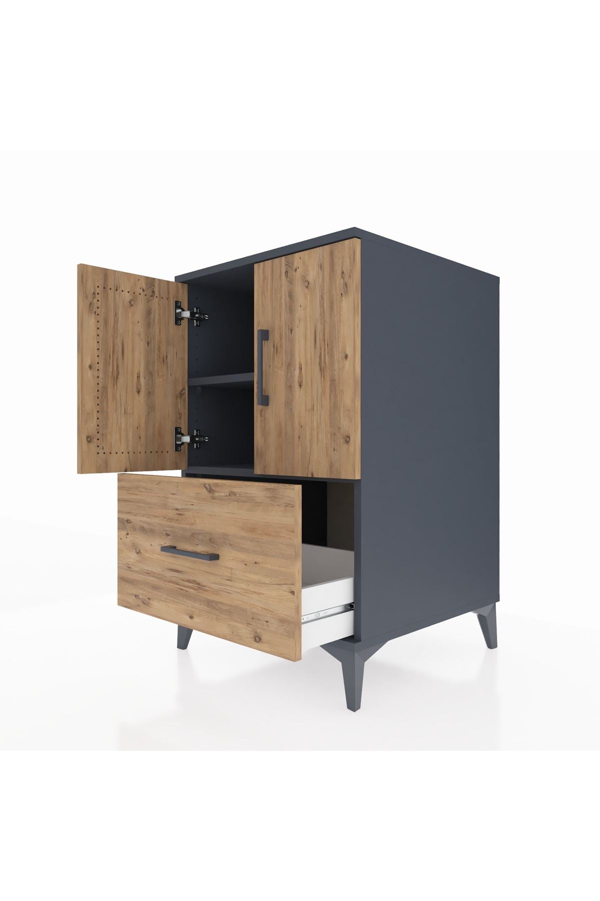 Kronos Komodin 2 Raflı Tek Çekmeceli 2 Kapaklı 60x59x96 - S80M038V6C
