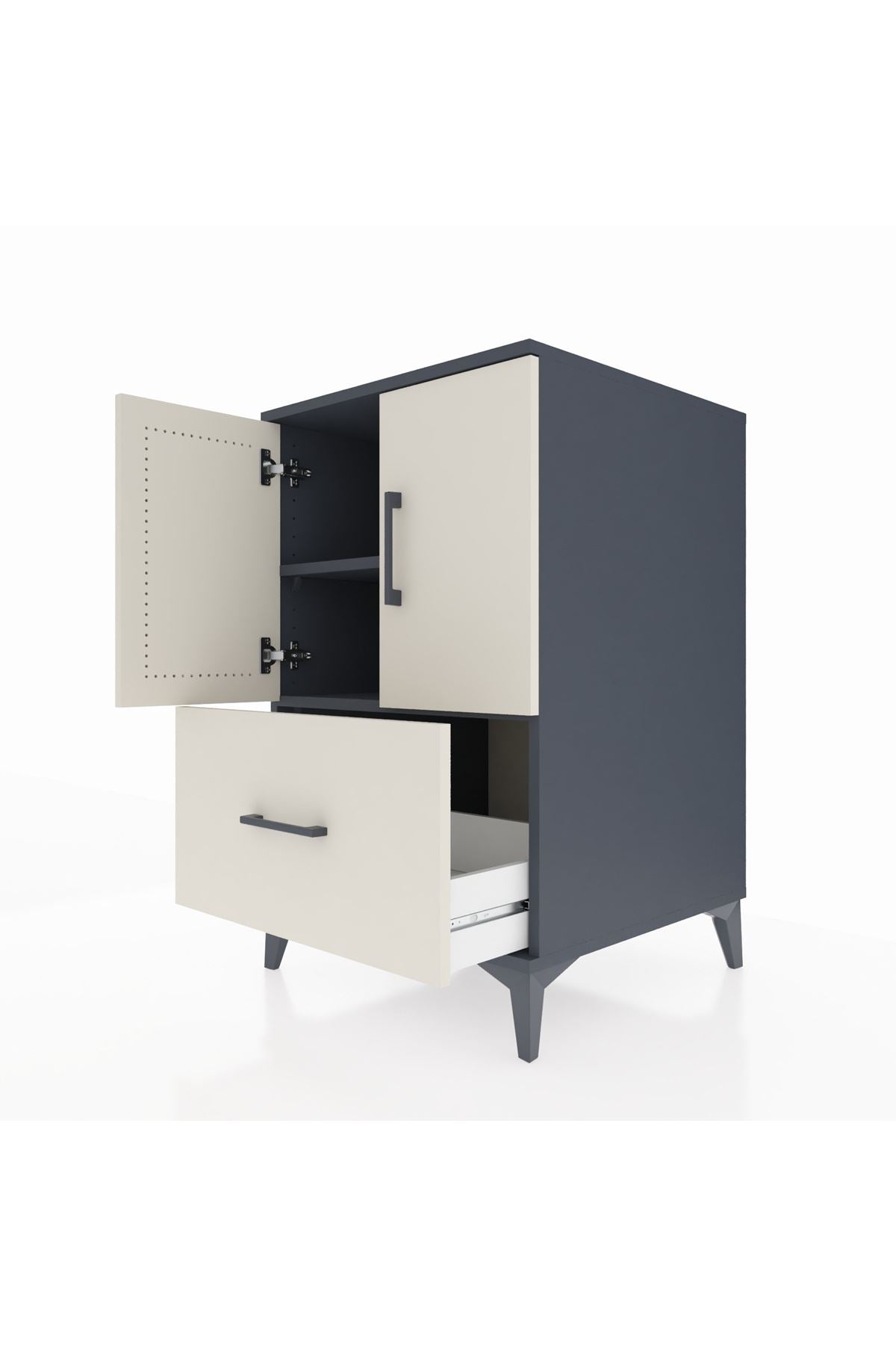 Kronos Komodin 2 Raflı Tek Çekmeceli 2 Kapaklı 60x59x96 - S80M038V4C