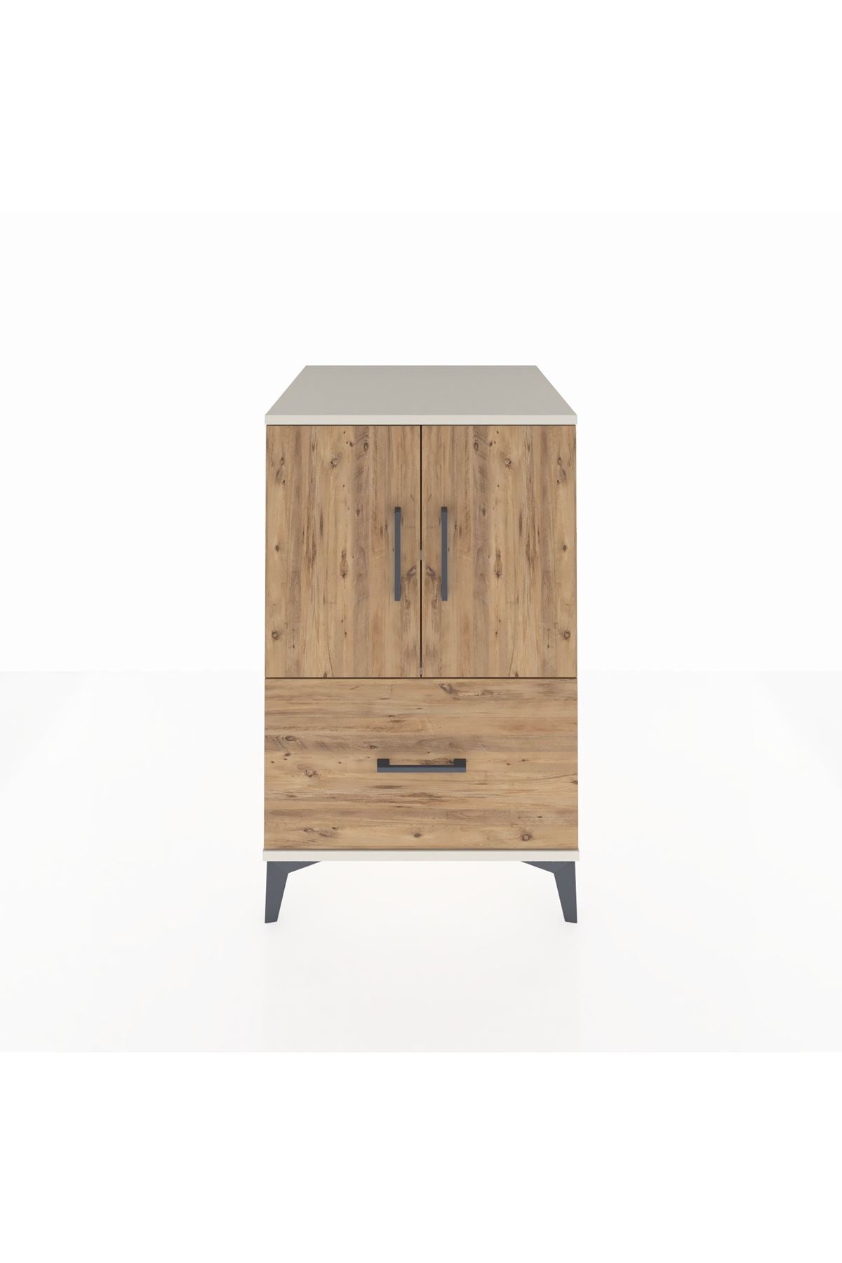 Kronos Komodin 2 Raflı Tek Çekmeceli 2 Kapaklı 60x59x96 - S80M038V3C