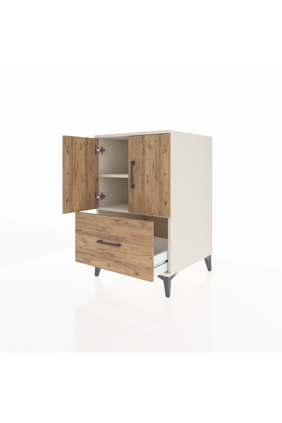 Kronos Komodin 2 Raflı Tek Çekmeceli 2 Kapaklı 60x59x96 - S80M038V3C