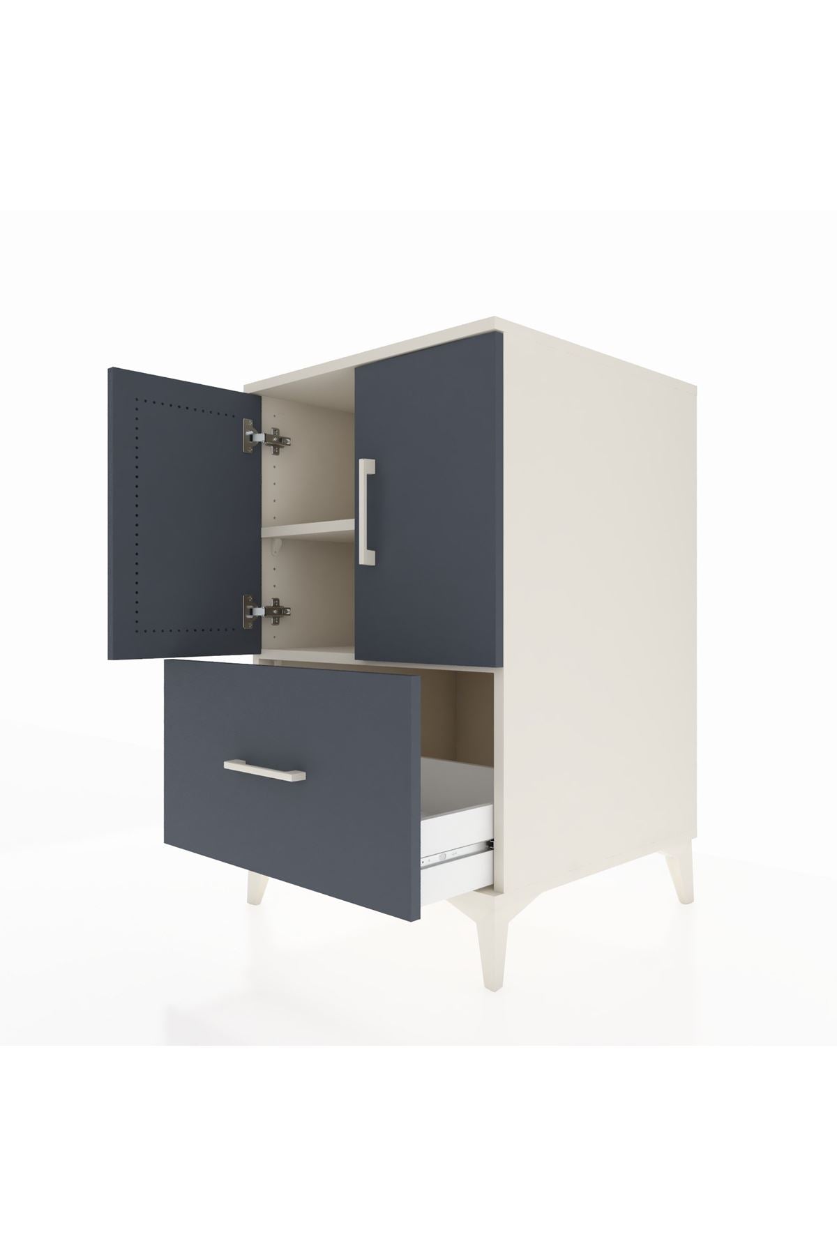 Kronos Komodin 2 Raflı Tek Çekmeceli 2 Kapaklı 60x59x96 - S80M038V2C