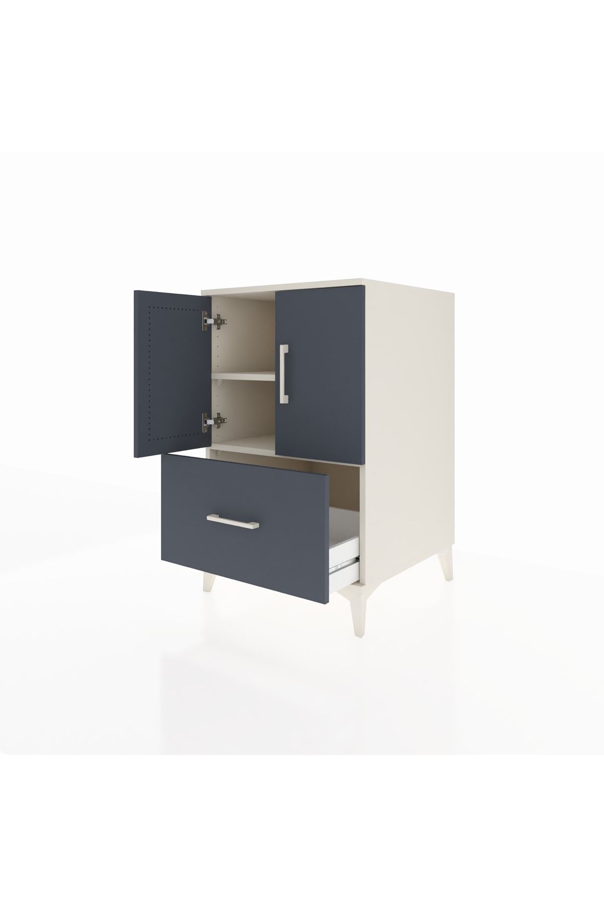 Kronos Komodin 2 Raflı Tek Çekmeceli 2 Kapaklı 60x59x96 - S80M038V2C