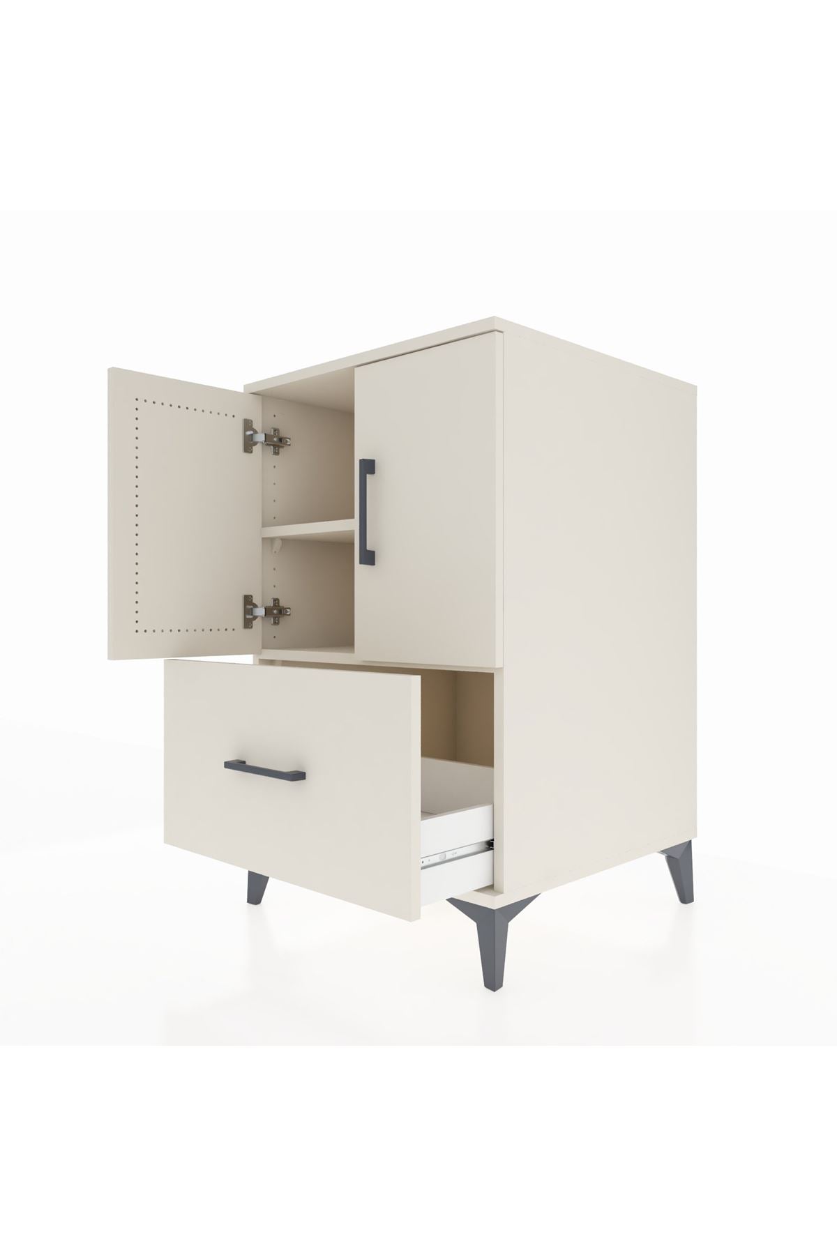 Kronos Komodin 2 Raflı Tek Çekmeceli 2 Kapaklı 60x59x96 - S80M038V1C