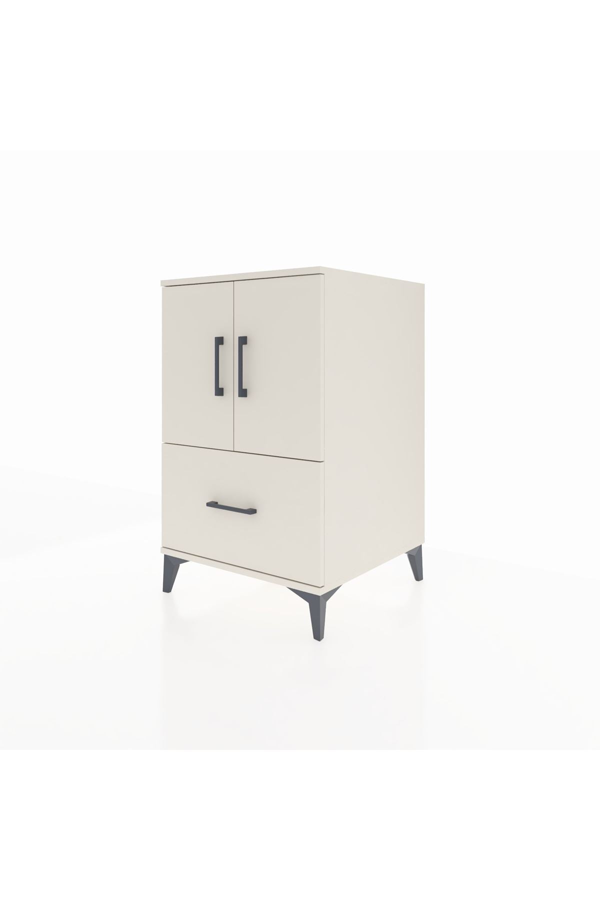 Kronos Komodin 2 Raflı Tek Çekmeceli 2 Kapaklı 60x59x96 - S80M038V1C