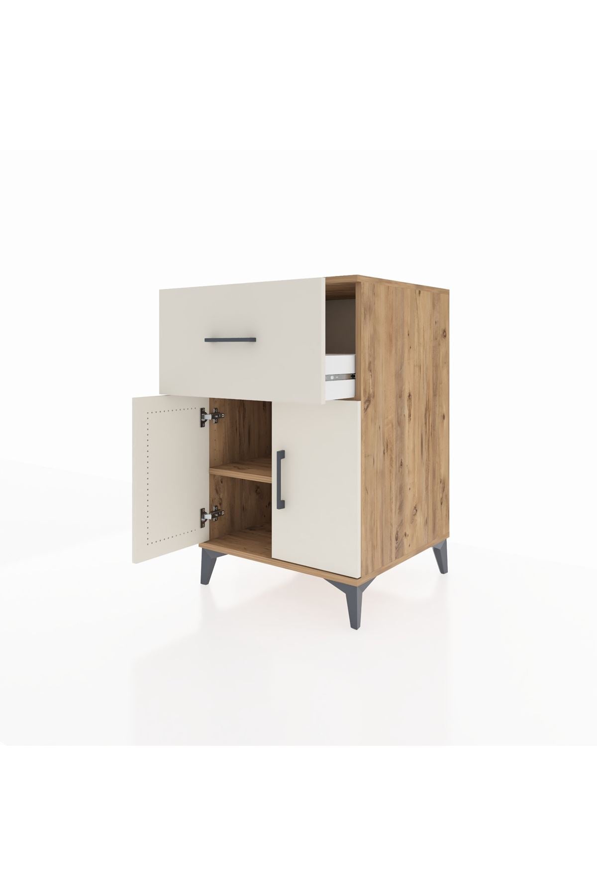 Kronos Komodin Tek Raflı Tek Çekmeceli 2 Kapaklı 60x59x96 - S80M037V7C