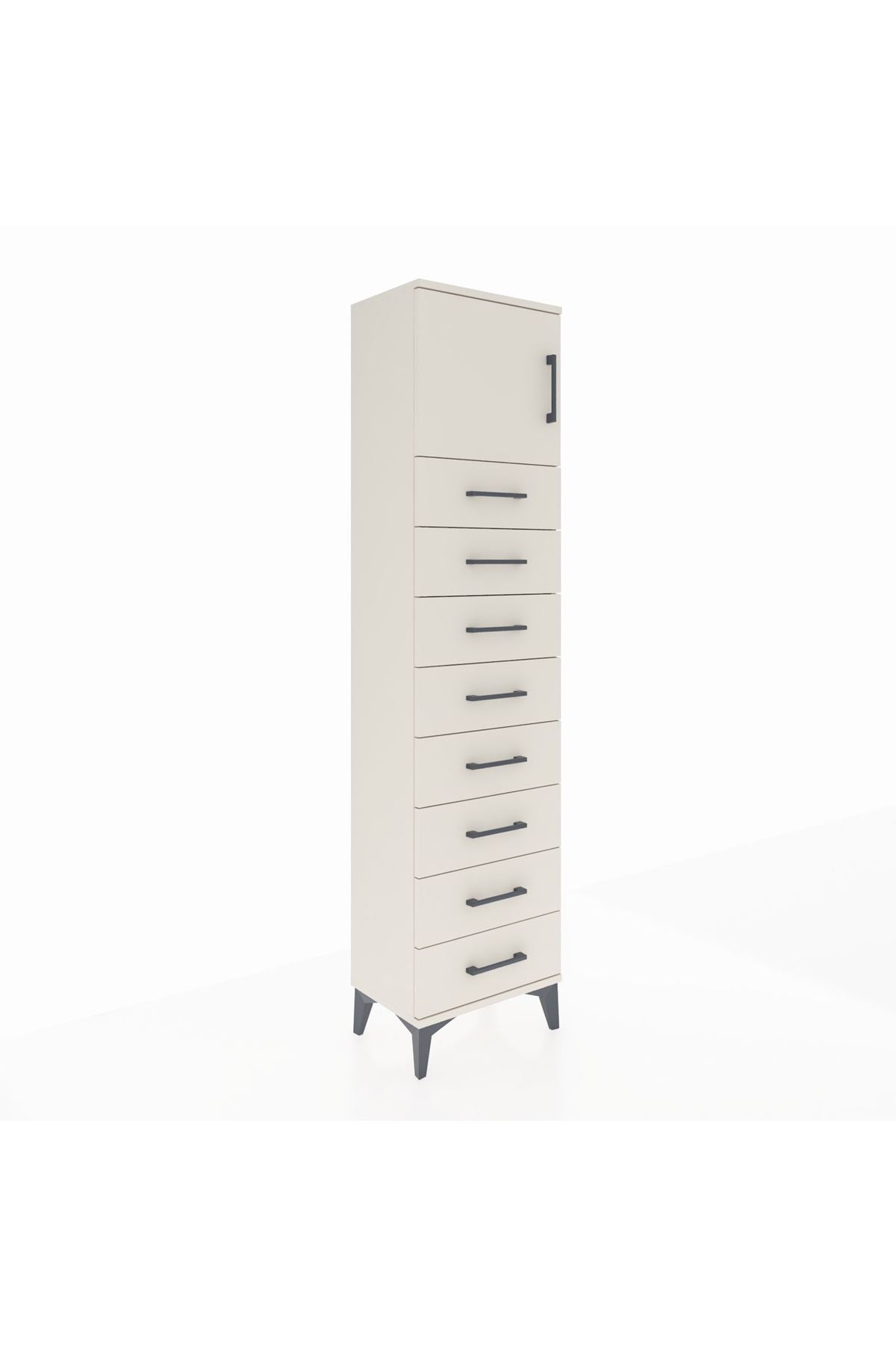 Arges Dolap Tek Raflı 8 Çekmeceli Tek Kapaklı 44x30x182 - S22M001V1A