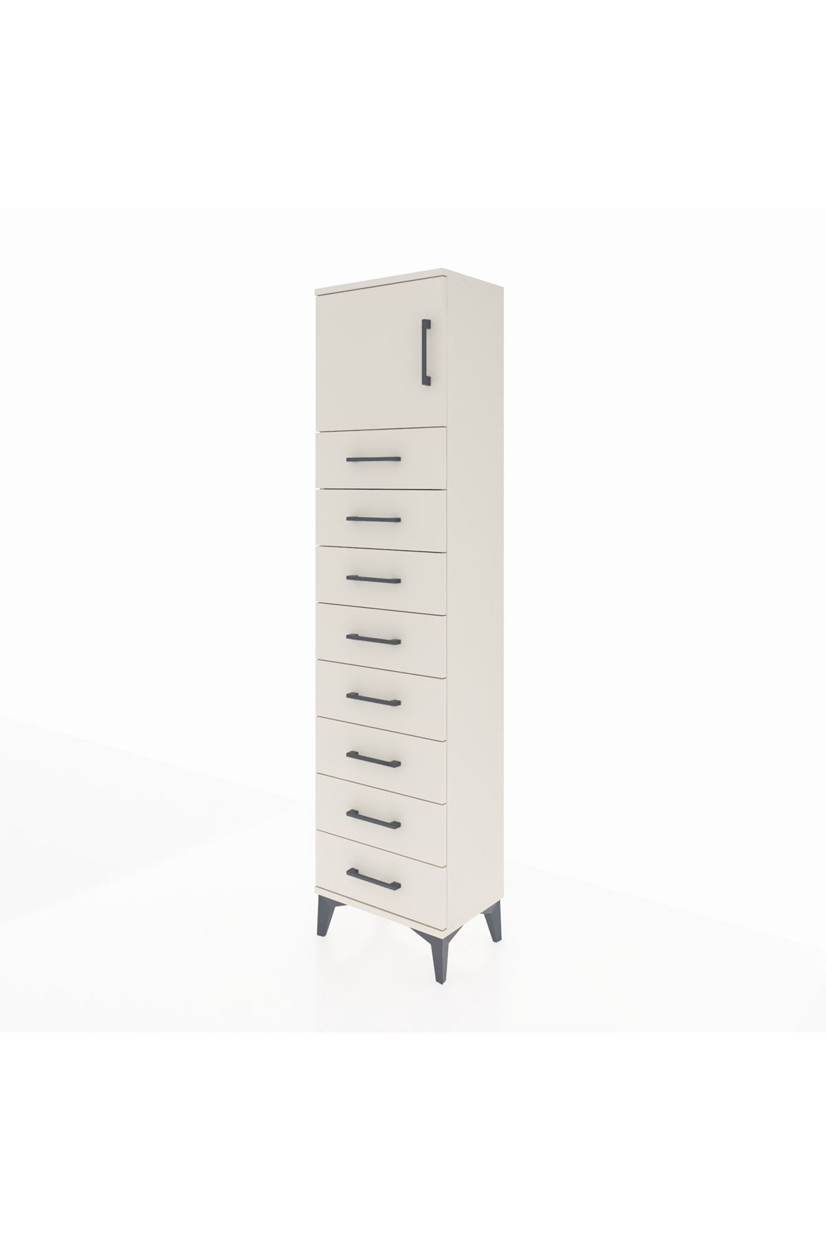 Arges Dolap Tek Raflı 8 Çekmeceli Tek Kapaklı 44x30x182 - S22M001V1A