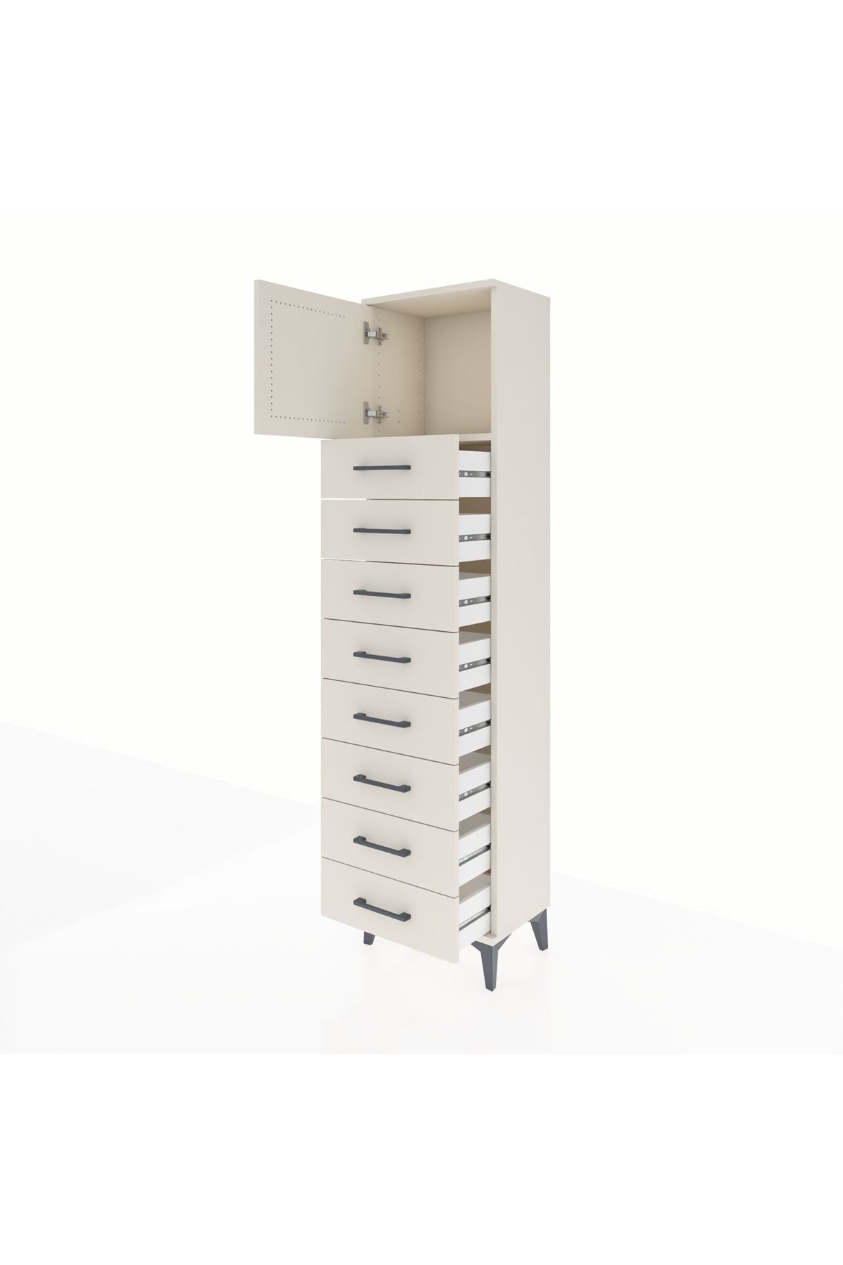 Arges Dolap Tek Raflı 8 Çekmeceli Tek Kapaklı 44x30x182 - S22M001V1A