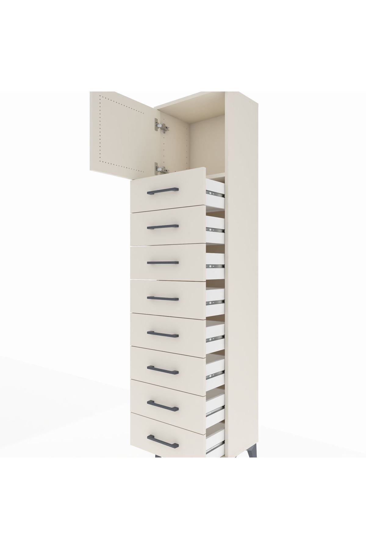 Arges Dolap Tek Raflı 8 Çekmeceli Tek Kapaklı 44x30x182 - S22M001V1A