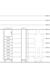 Arges Dolap Tek Raflı 8 Çekmeceli Tek Kapaklı 44x30x182 - S22M001V1A