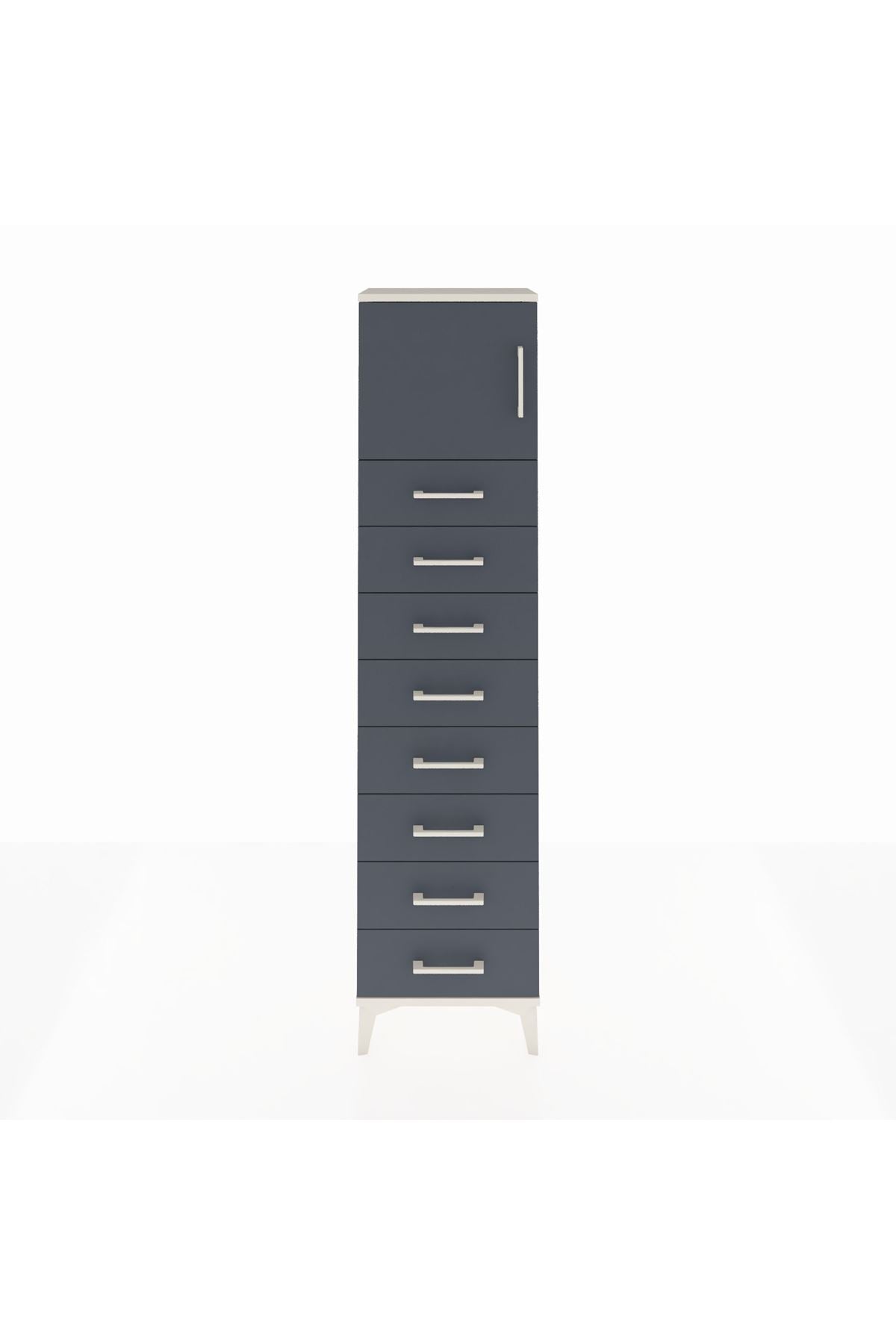 Arges Dolap Tek Raflı 8 Çekmeceli Tek Kapaklı 44x30x182 - S22M001V2A
