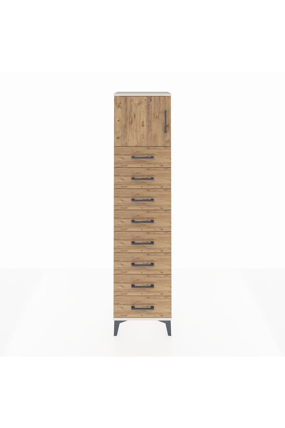 Arges Dolap Tek Raflı 8 Çekmeceli Tek Kapaklı 44x30x182 - S22M001V3A
