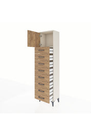 Arges Dolap Tek Raflı 8 Çekmeceli Tek Kapaklı 44x30x182 - S22M001V3A