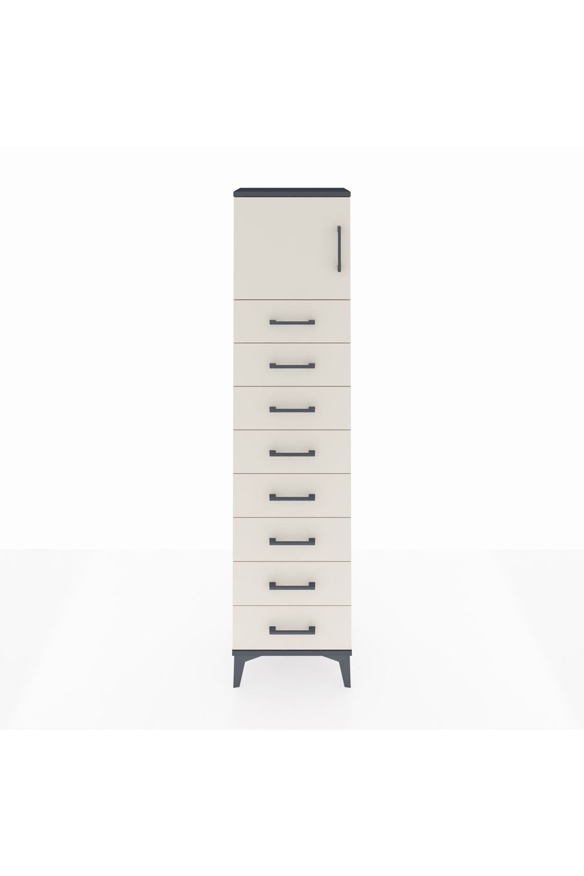 Arges Dolap Tek Raflı 8 Çekmeceli Tek Kapaklı 44x30x182 - S22M001V4A