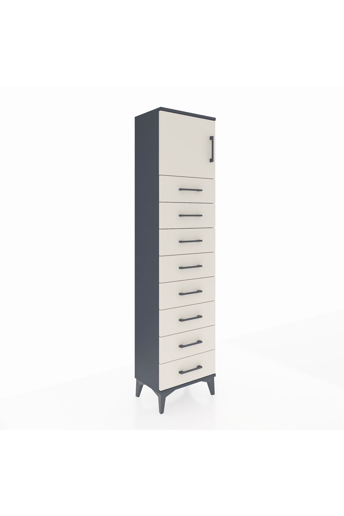 Arges Dolap Tek Raflı 8 Çekmeceli Tek Kapaklı 44x30x182 - S22M001V4A