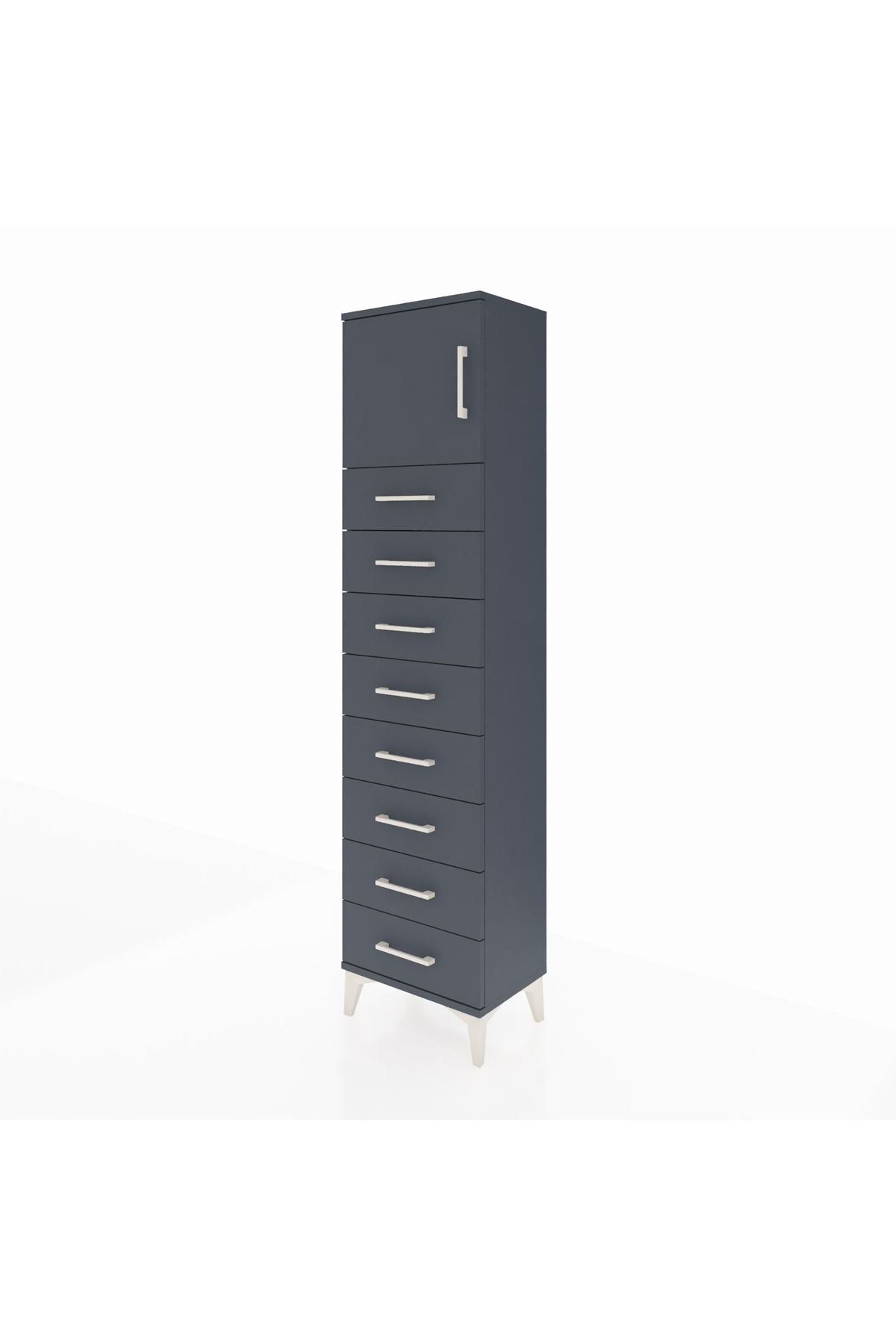 Arges Dolap Tek Raflı 8 Çekmeceli Tek Kapaklı 44x30x182 - S22M001V5A