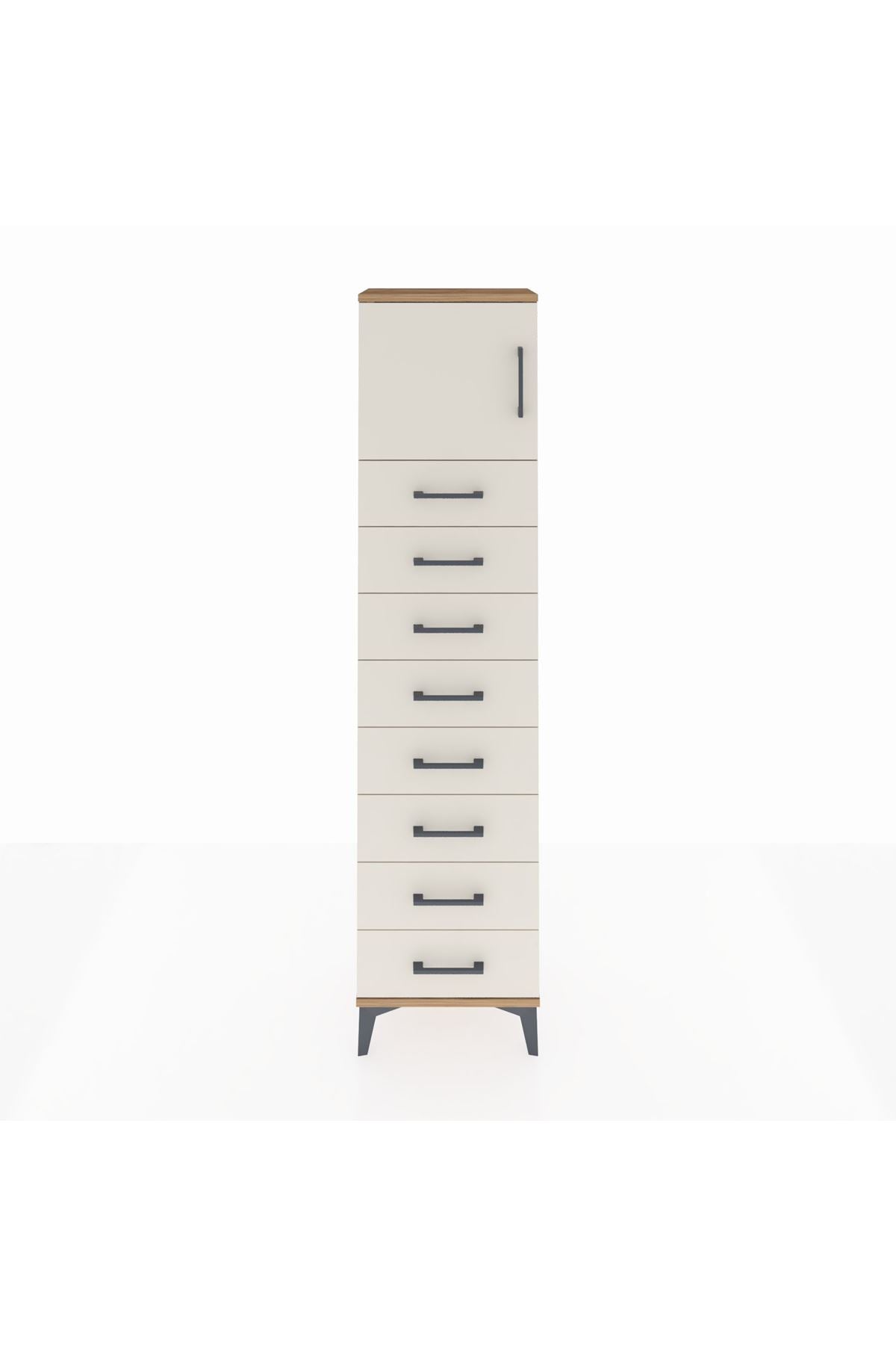 Arges Dolap Tek Raflı 8 Çekmeceli Tek Kapaklı 44x30x182 - S22M001V7A