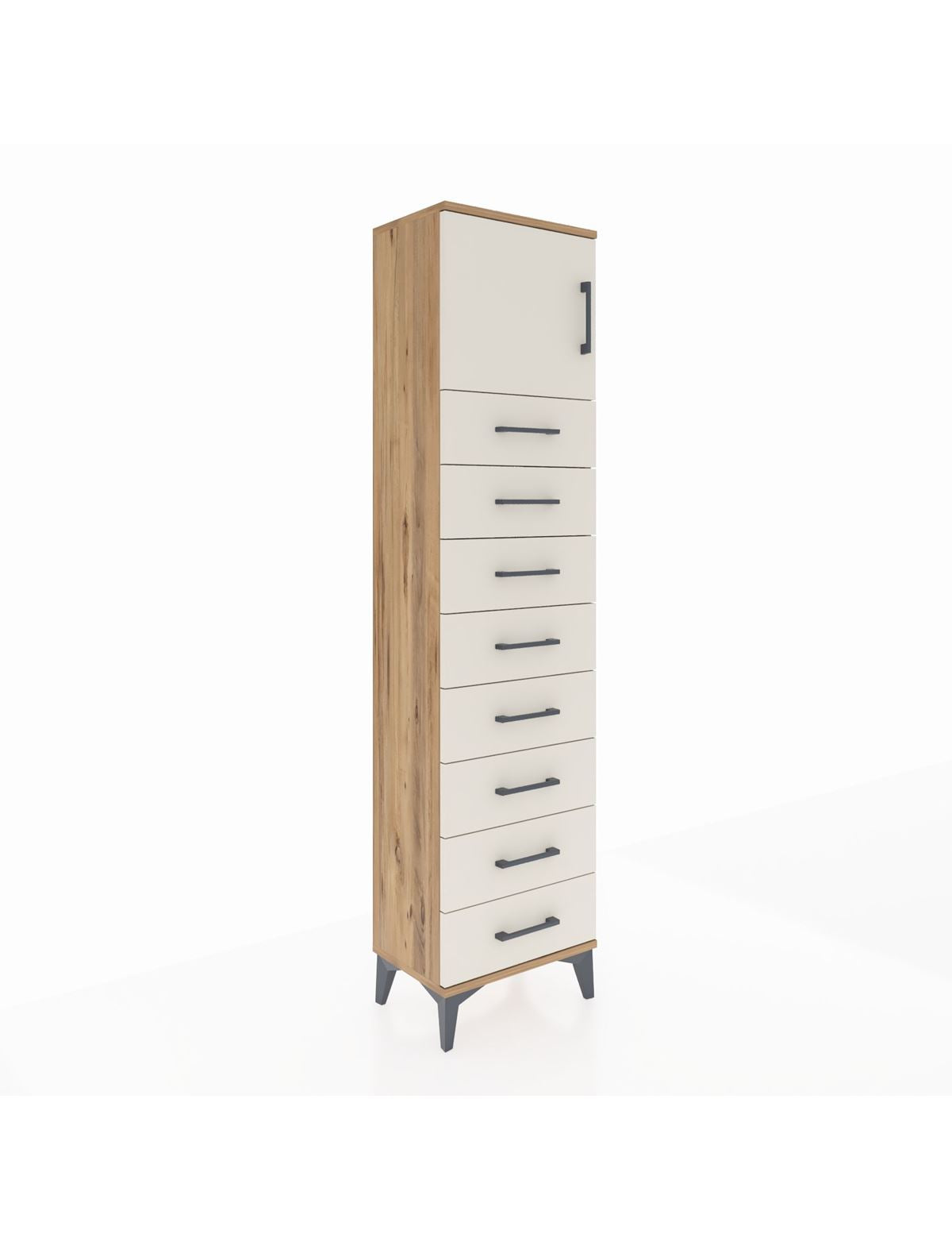 Arges Dolap Tek Raflı 8 Çekmeceli Tek Kapaklı 44x30x182 - S22M001V7A