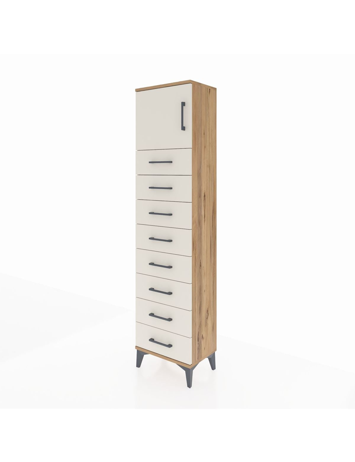 Arges Dolap Tek Raflı 8 Çekmeceli Tek Kapaklı 44x30x182 - S22M001V7A