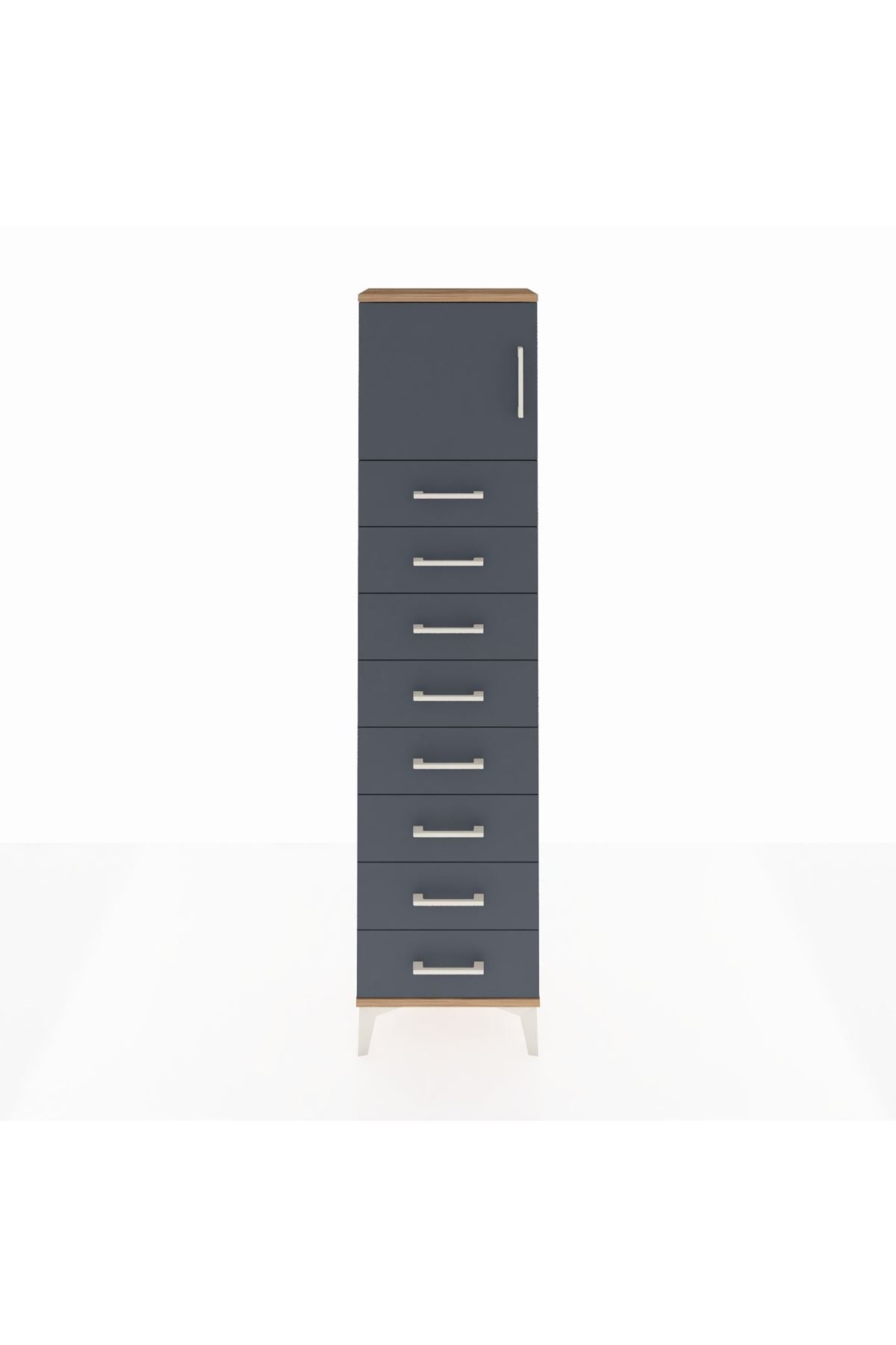 Arges Dolap Tek Raflı 8 Çekmeceli Tek Kapaklı 44x30x182 - S22M001V8A