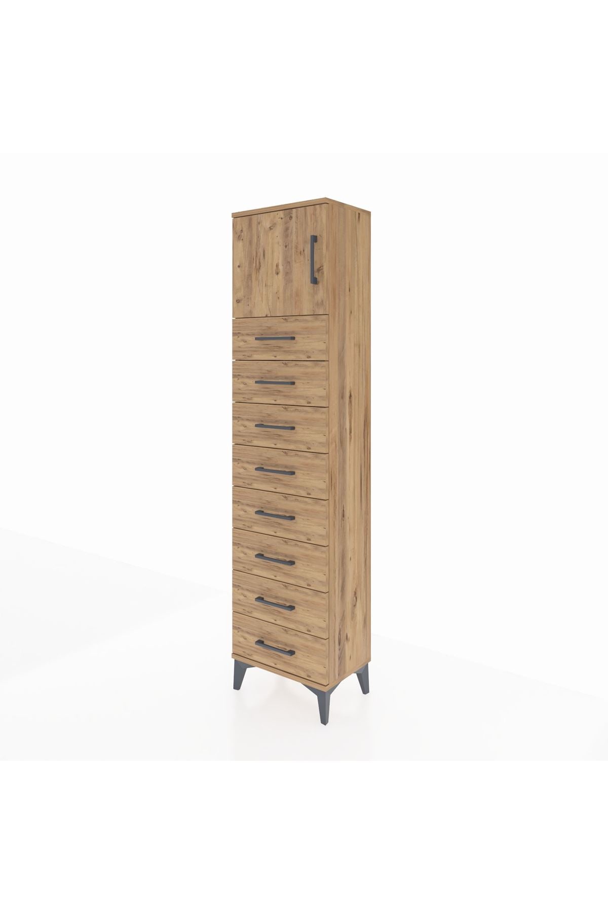 Arges Dolap Tek Raflı 8 Çekmeceli Tek Kapaklı 44x30x182 - S22M001V9A