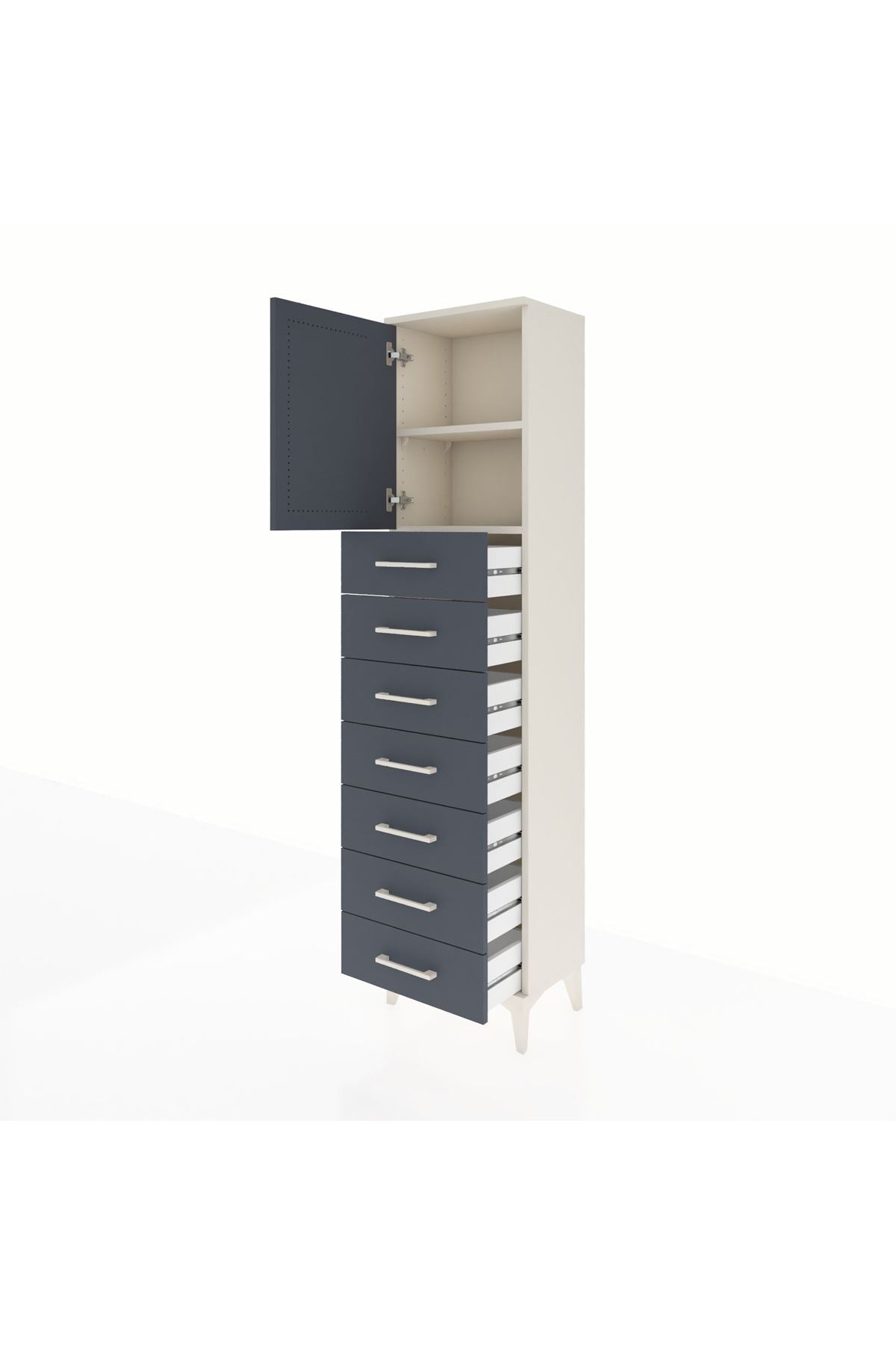 Arges Dolap 2 Raflı 7 Çekmeceli Tek Kapaklı 44x30x182 - S22M002V2A