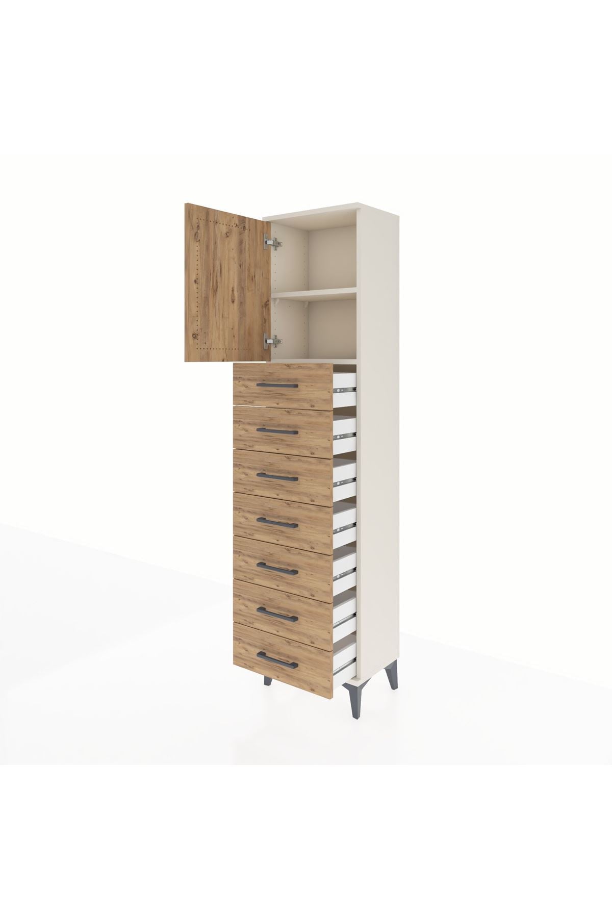 Arges Dolap 2 Raflı 7 Çekmeceli Tek Kapaklı 44x30x182 - S22M002V3A