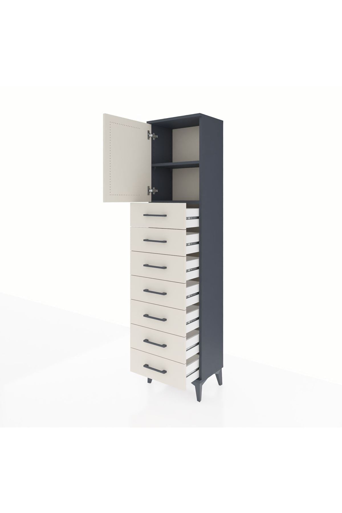 Arges Dolap 2 Raflı 7 Çekmeceli Tek Kapaklı 44x30x182 - S22M002V4A